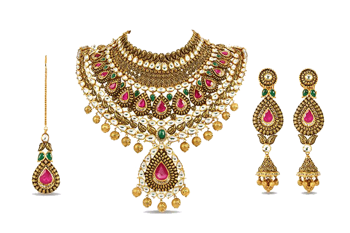 Jewellery styled with a silk saree
