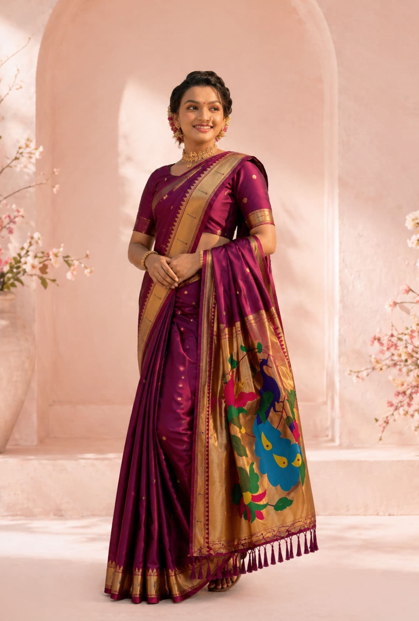Banarasi saree styled for an evening event
