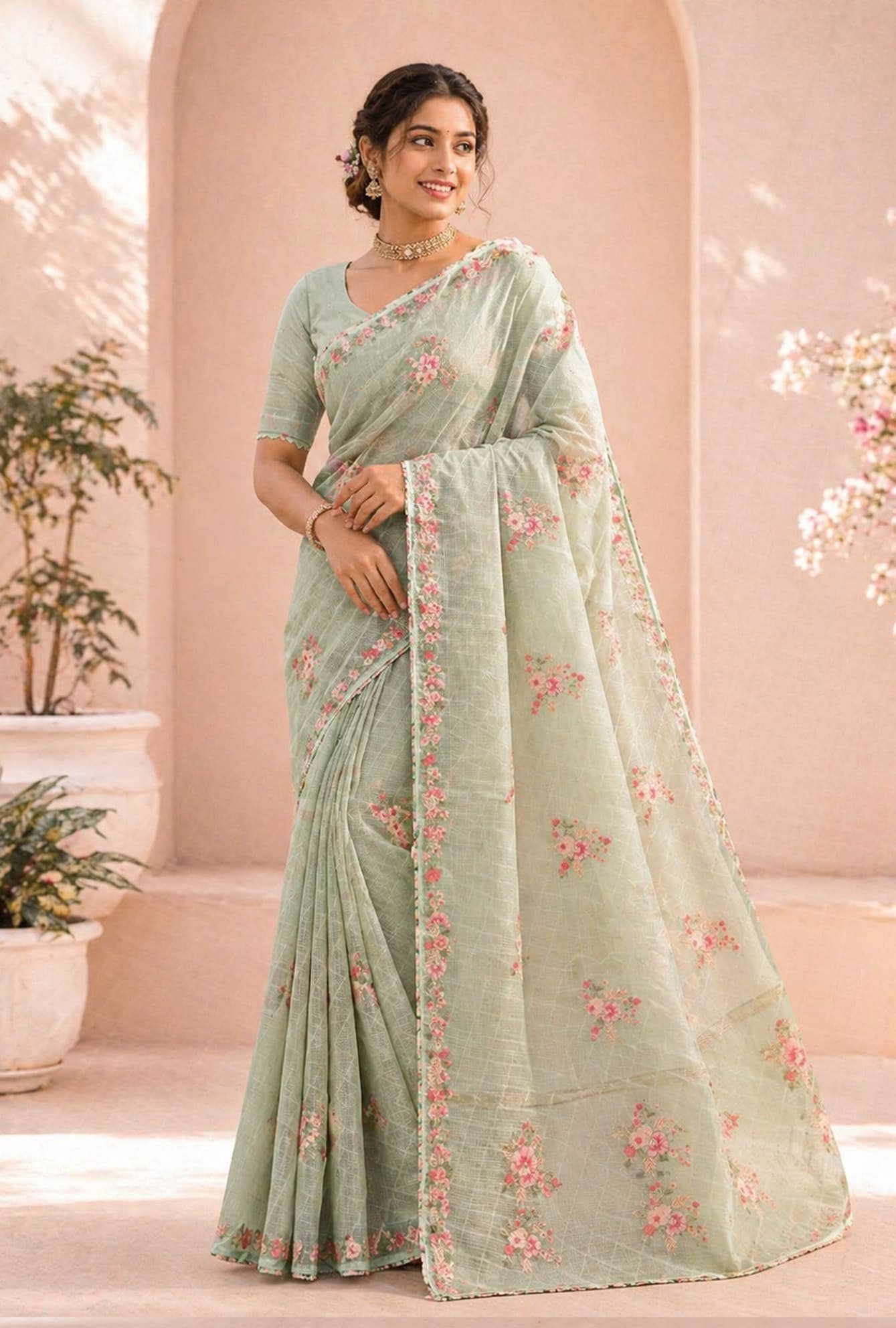 Wine satin saree with Bentex border