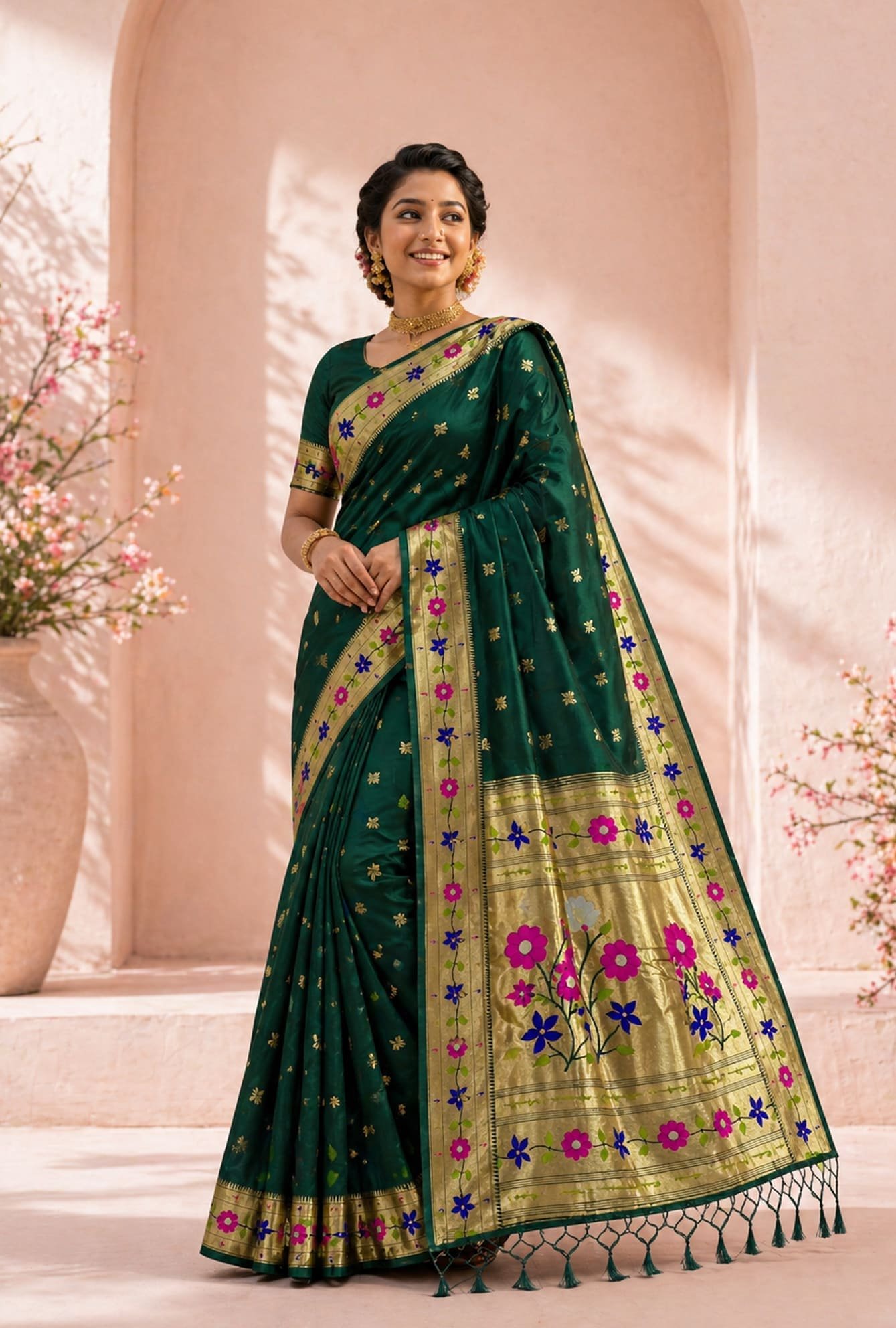 Magenta Banarasi occasion saree