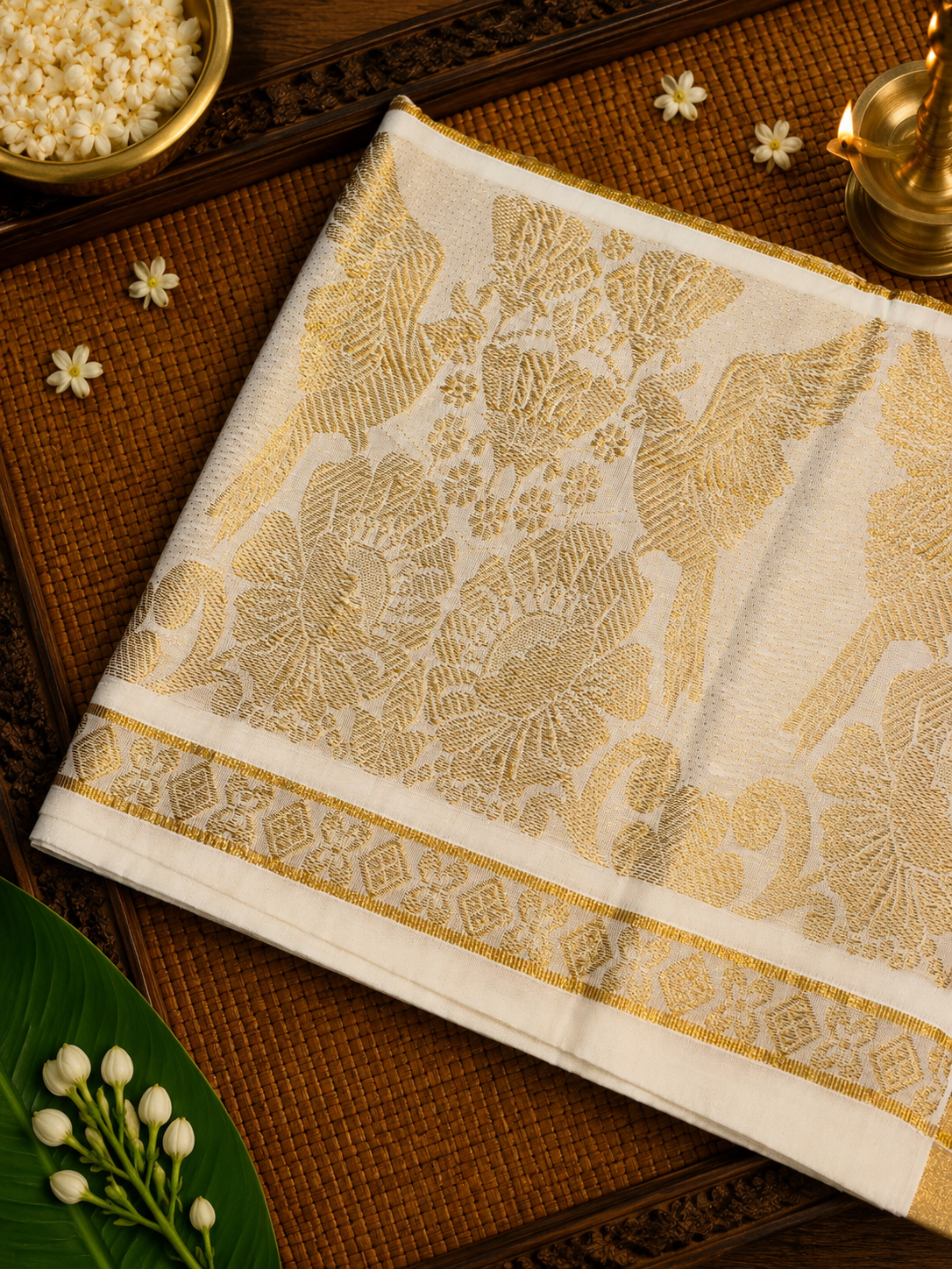 1 Kerala Kasavu Saree Cotton image 3
