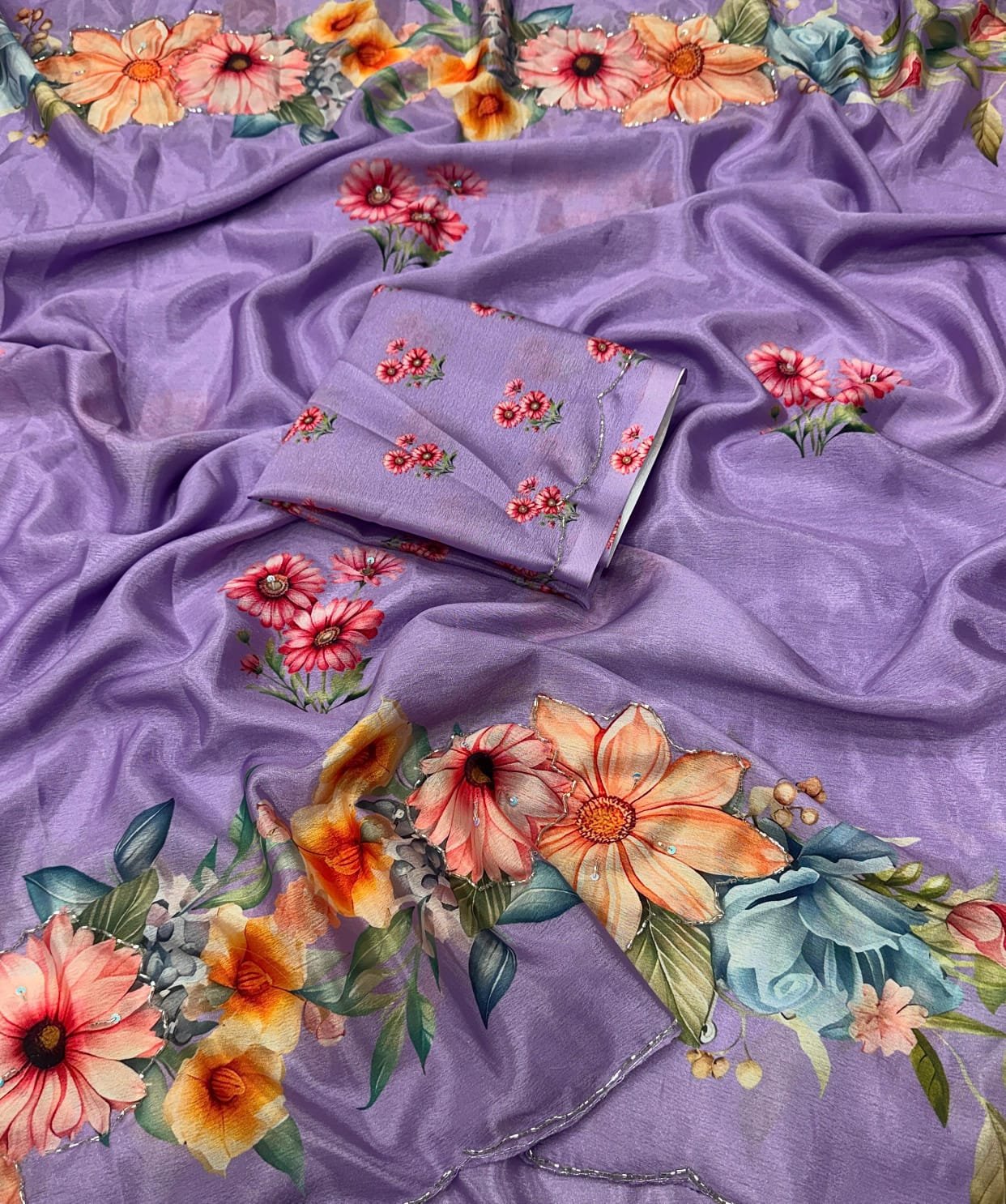 Pure Soft chinon silk saree image 7
