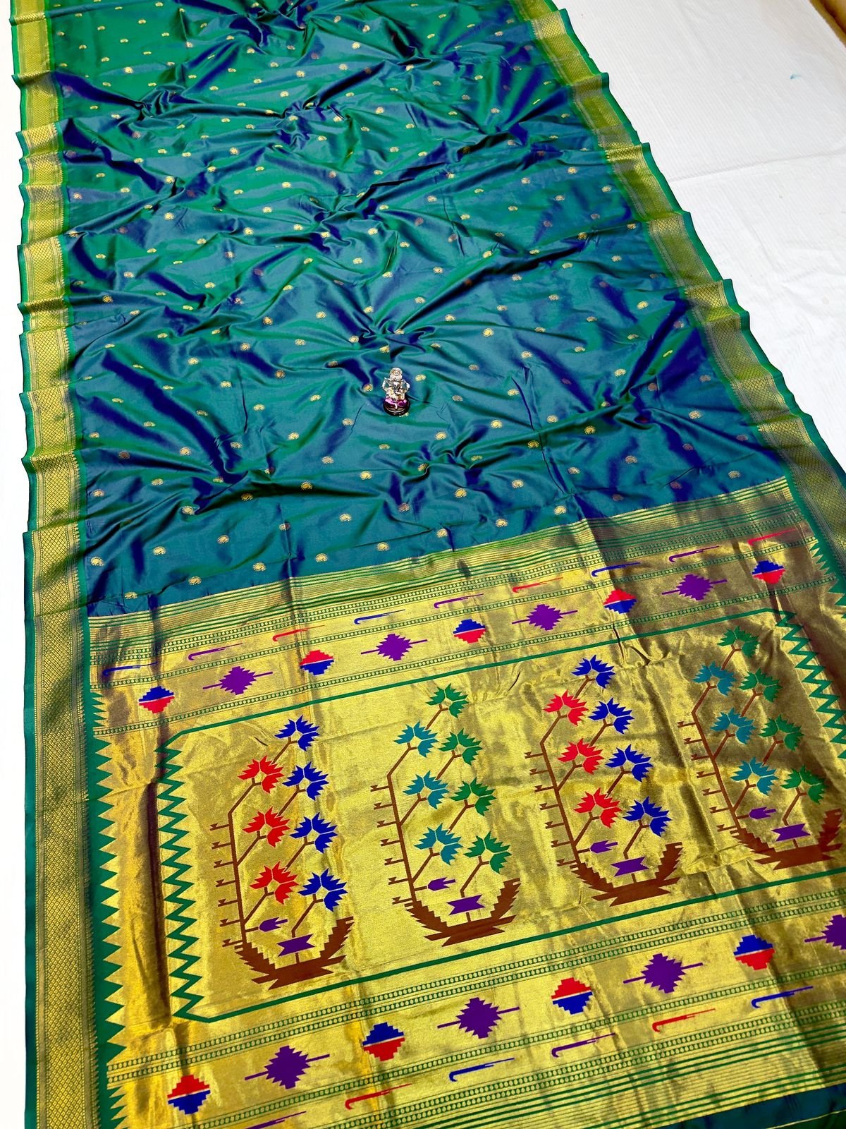 Fancy Pallu Asavali Paithani image 11