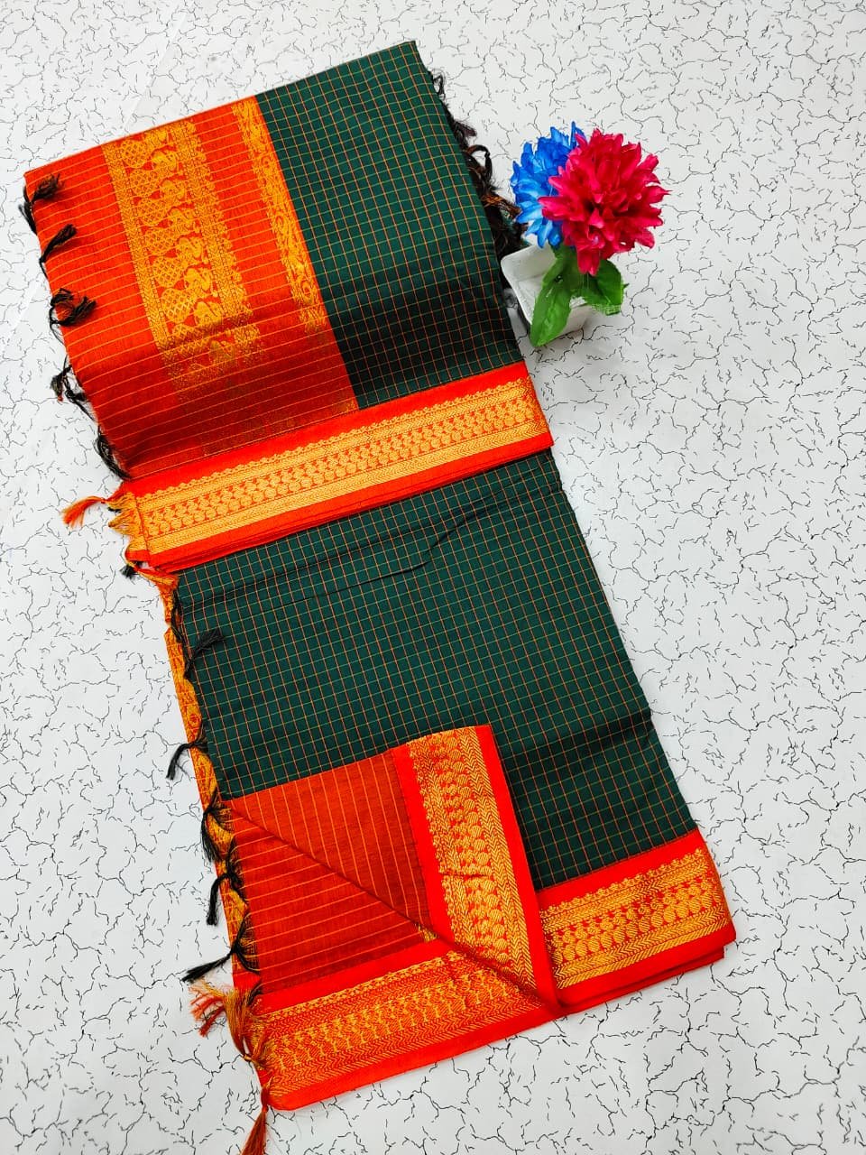 Kalyani Cotton Checks Saree image 5
