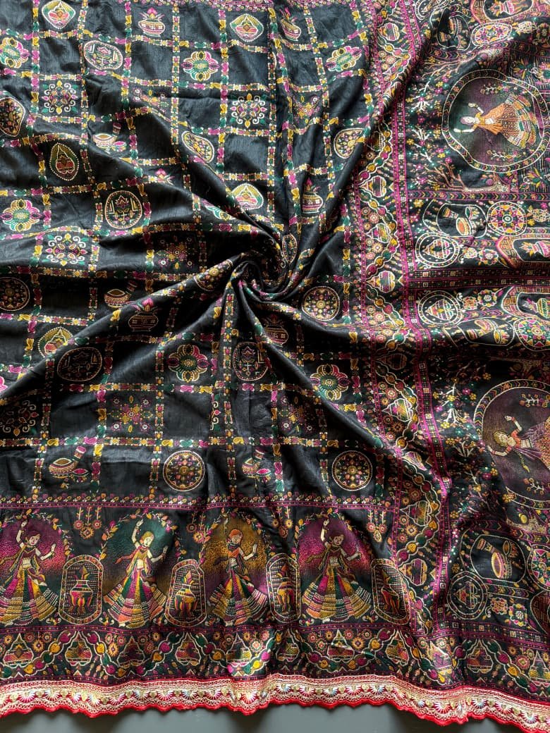 5 Pure Soft Rajwadi Pashmina Silk Jaquard Weaving Saree image 7