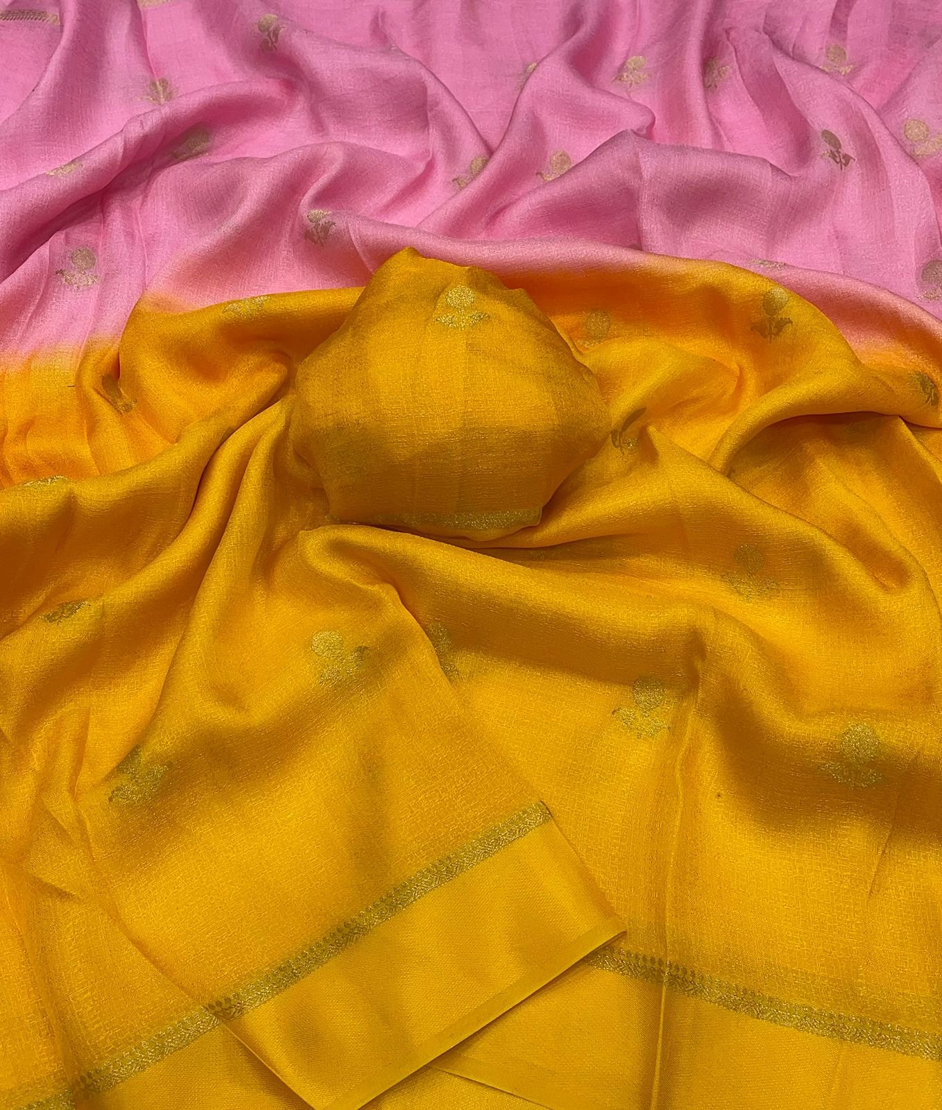 Pure soft Viscose Khadi silk fabric with satin border image 24