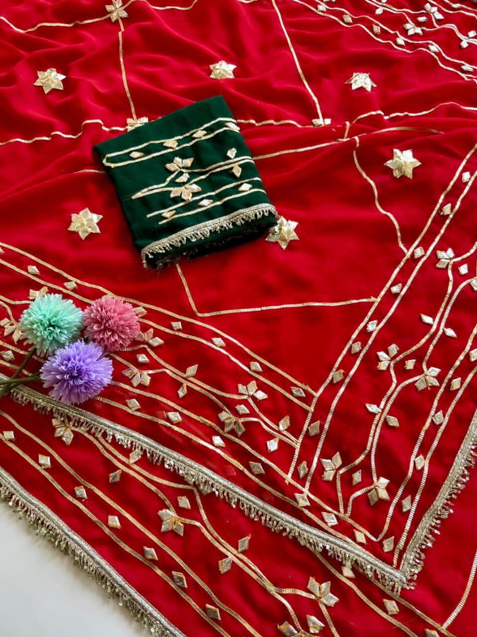 Soft  Georgette Saree with Heavy Kachhi Gota Work image 11