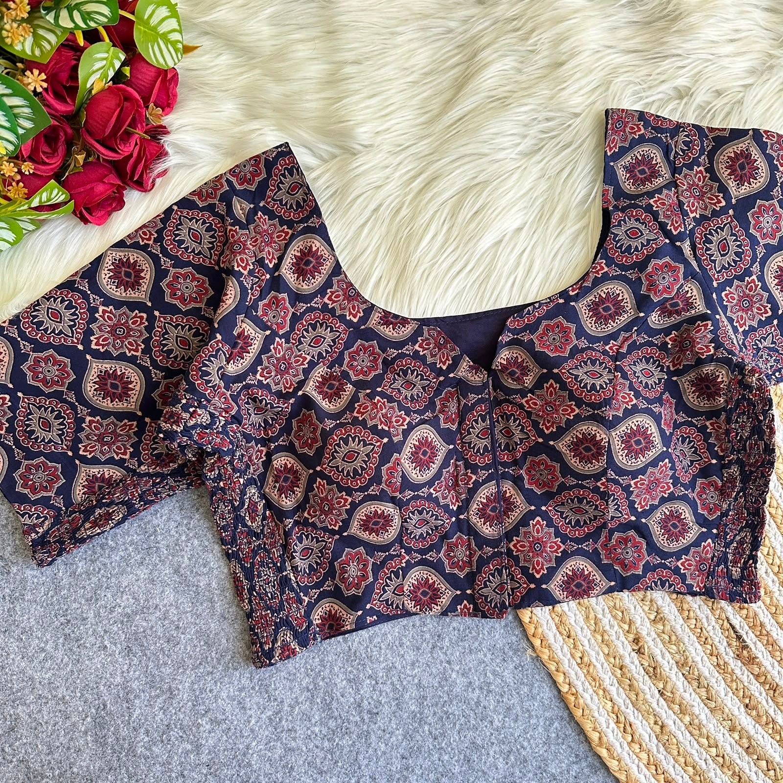 Ajrakh Print Elastic Blouse image 4
