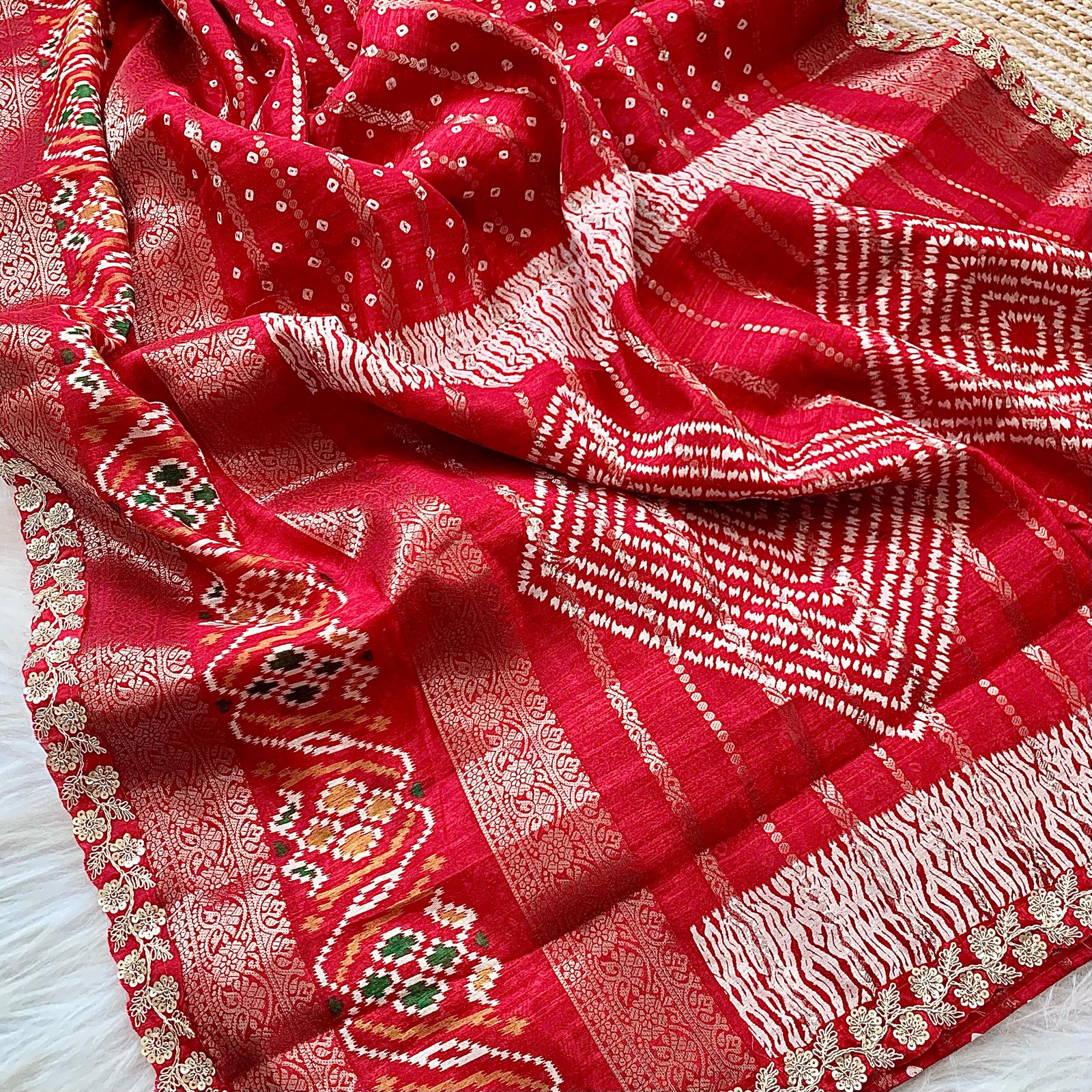 Cotton Silk Saree with Bandhej Print image 4