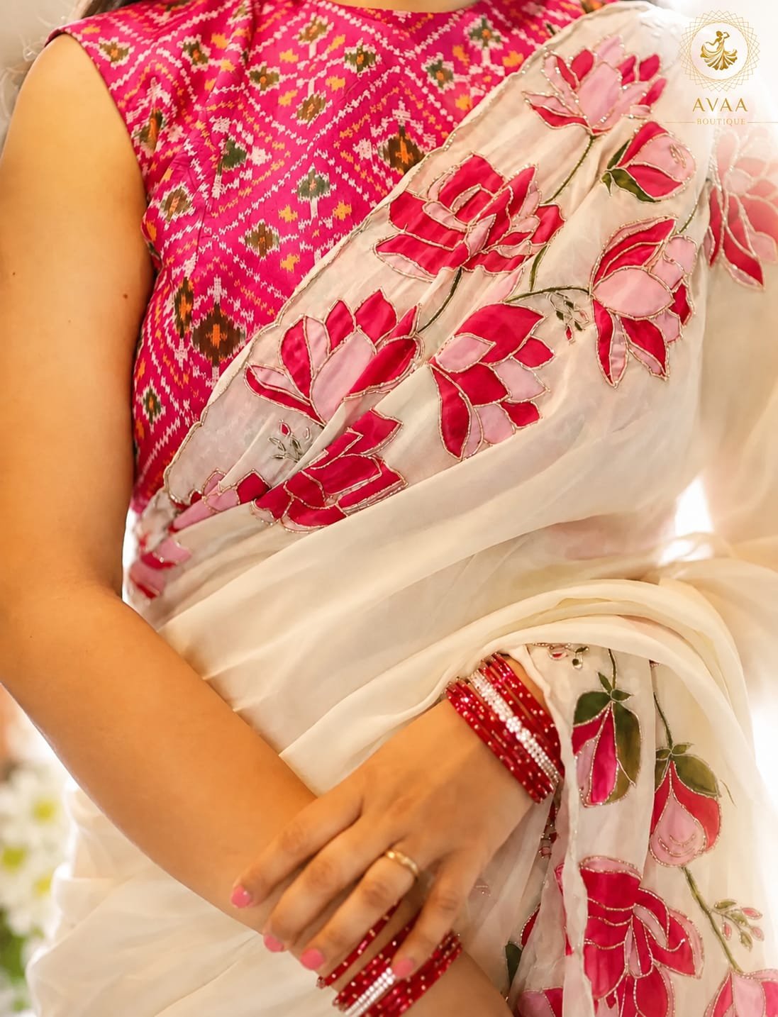 Tebi Silk Digital Print Handwork Saree image 3