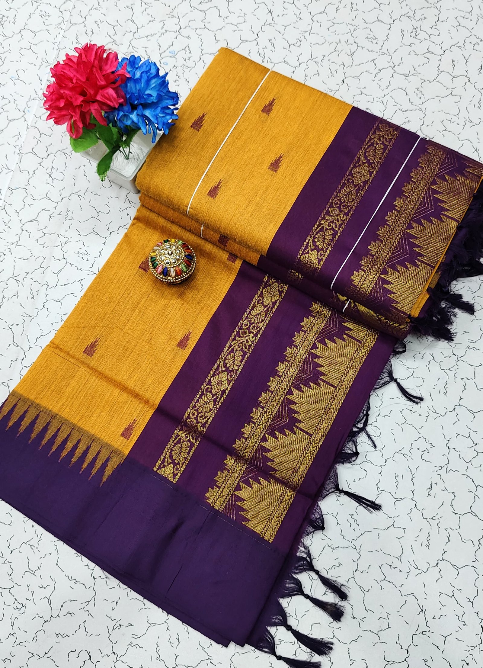 Kalyani Cotton Saree Temple Border image 5