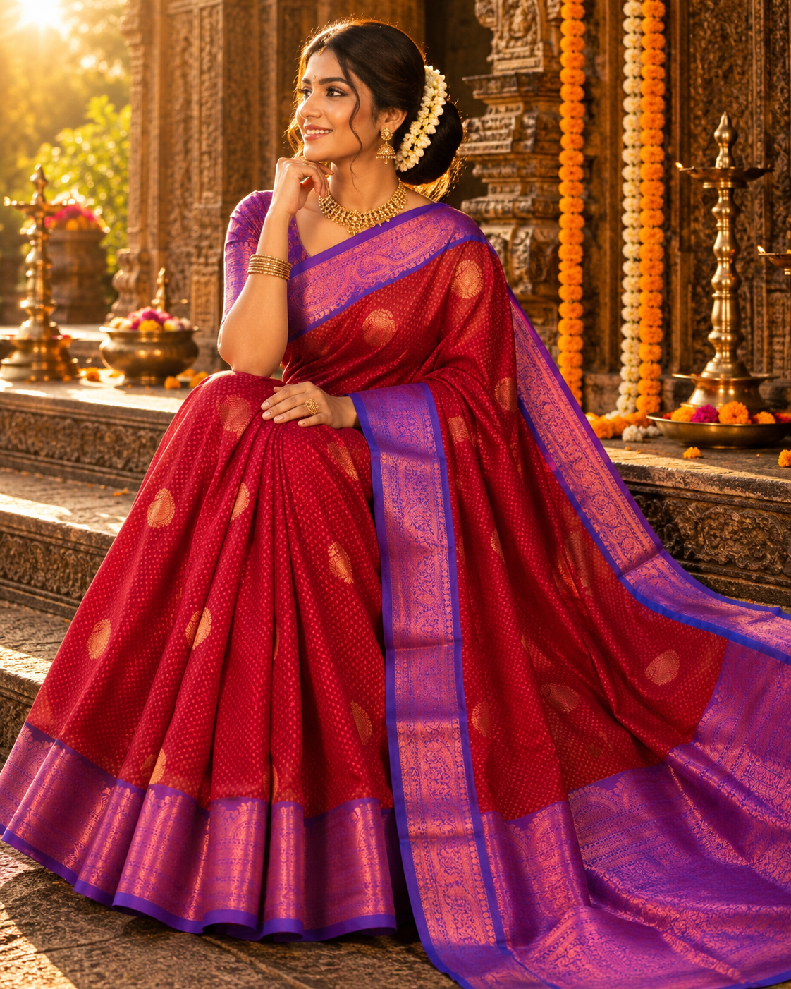 2 Korvai Kanchi Semi Silk Sarees