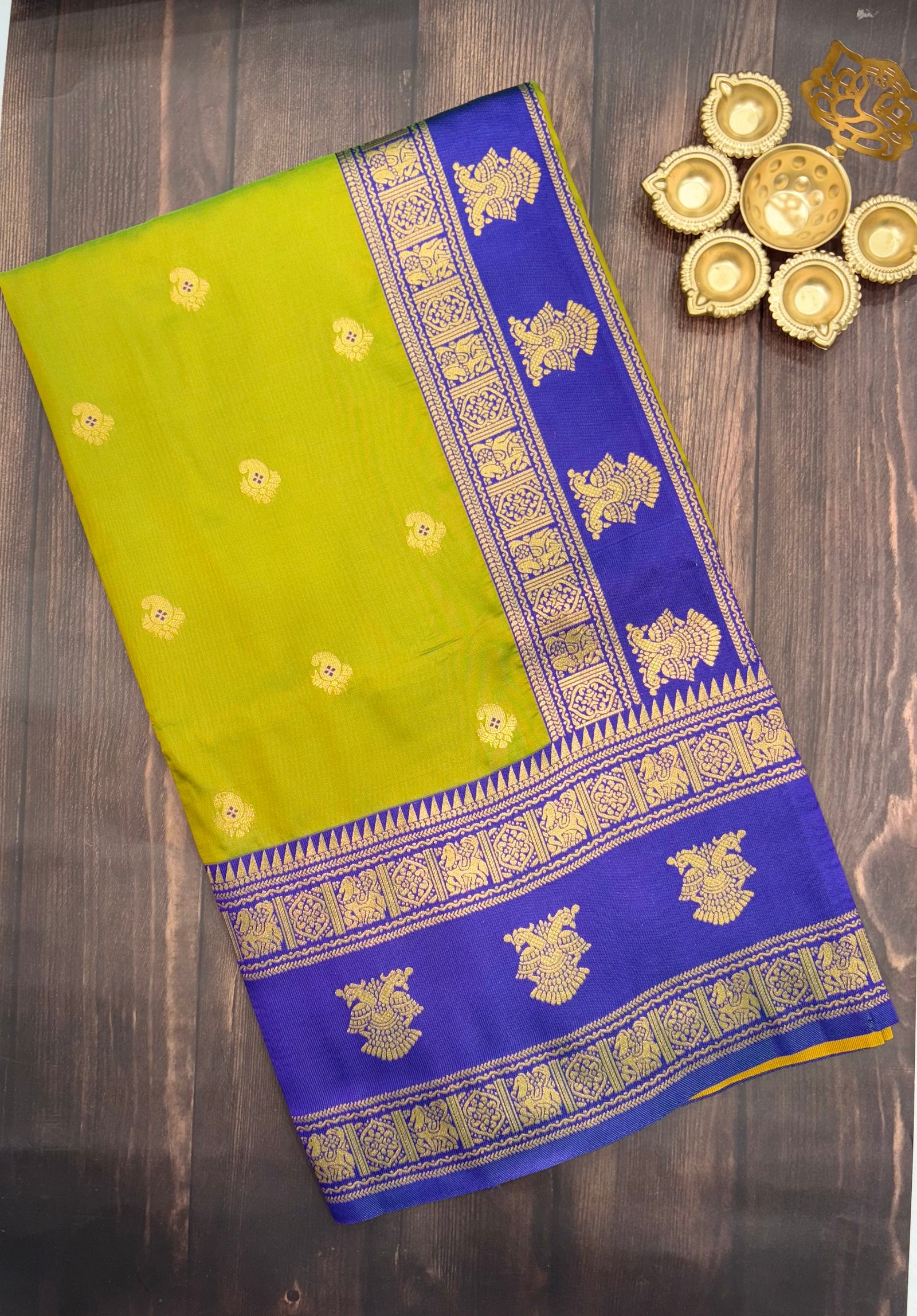 Gadwal Style Meenakari Pallu Semi Silk Sarees image 17