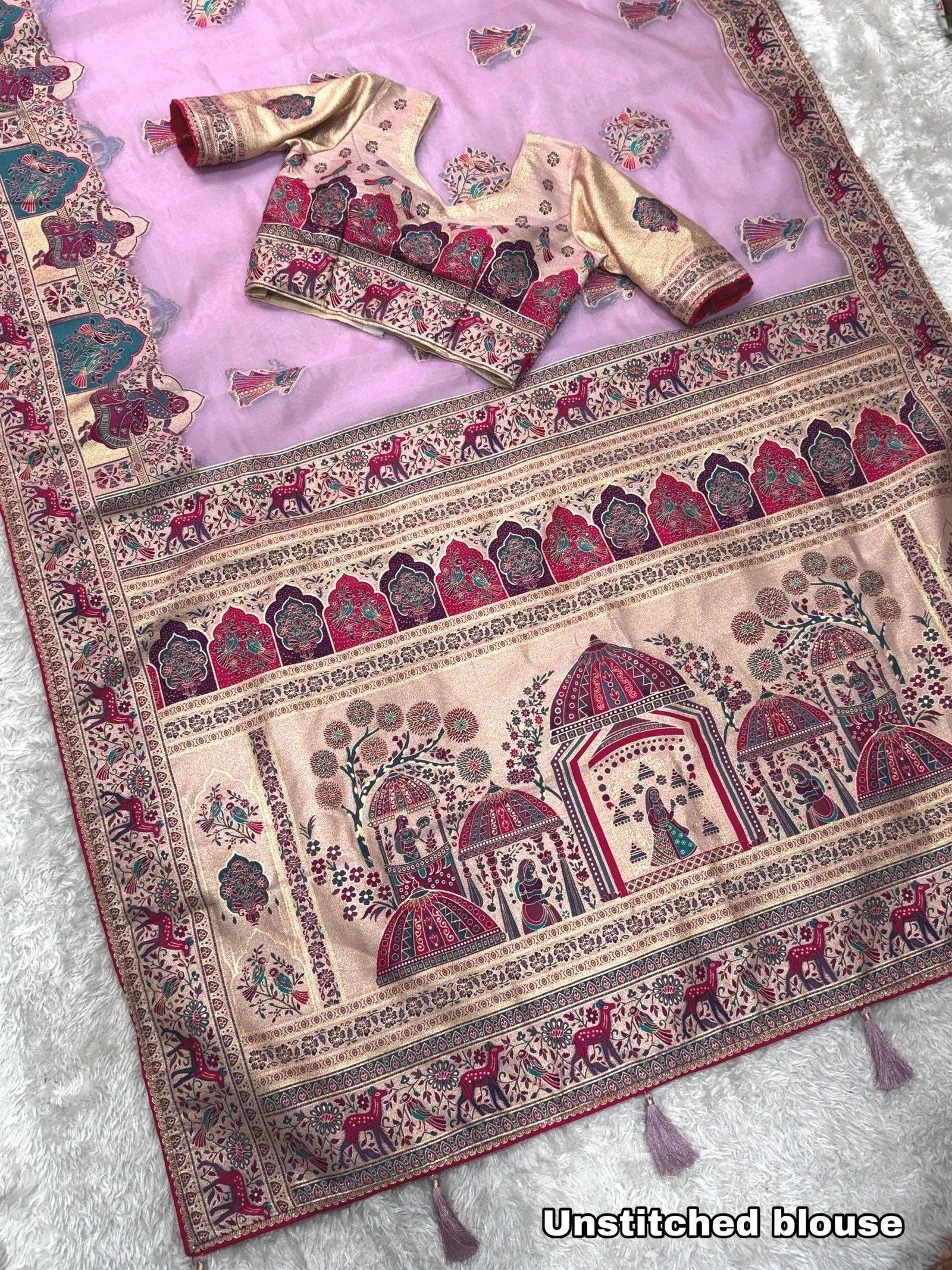 Pure organza jaquard saree image 17