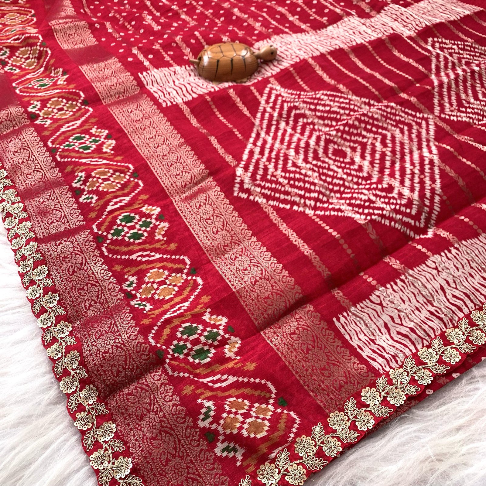 Cotton Silk Saree with Bandhej Print image 2