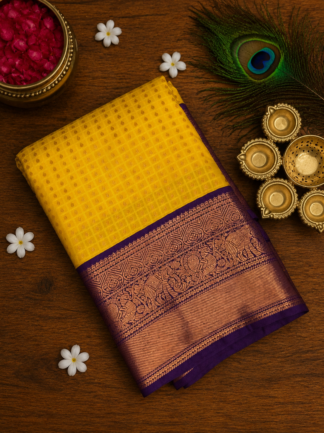 1000 Buttas Korvai Kanchi Semi Silk Sarees image 11