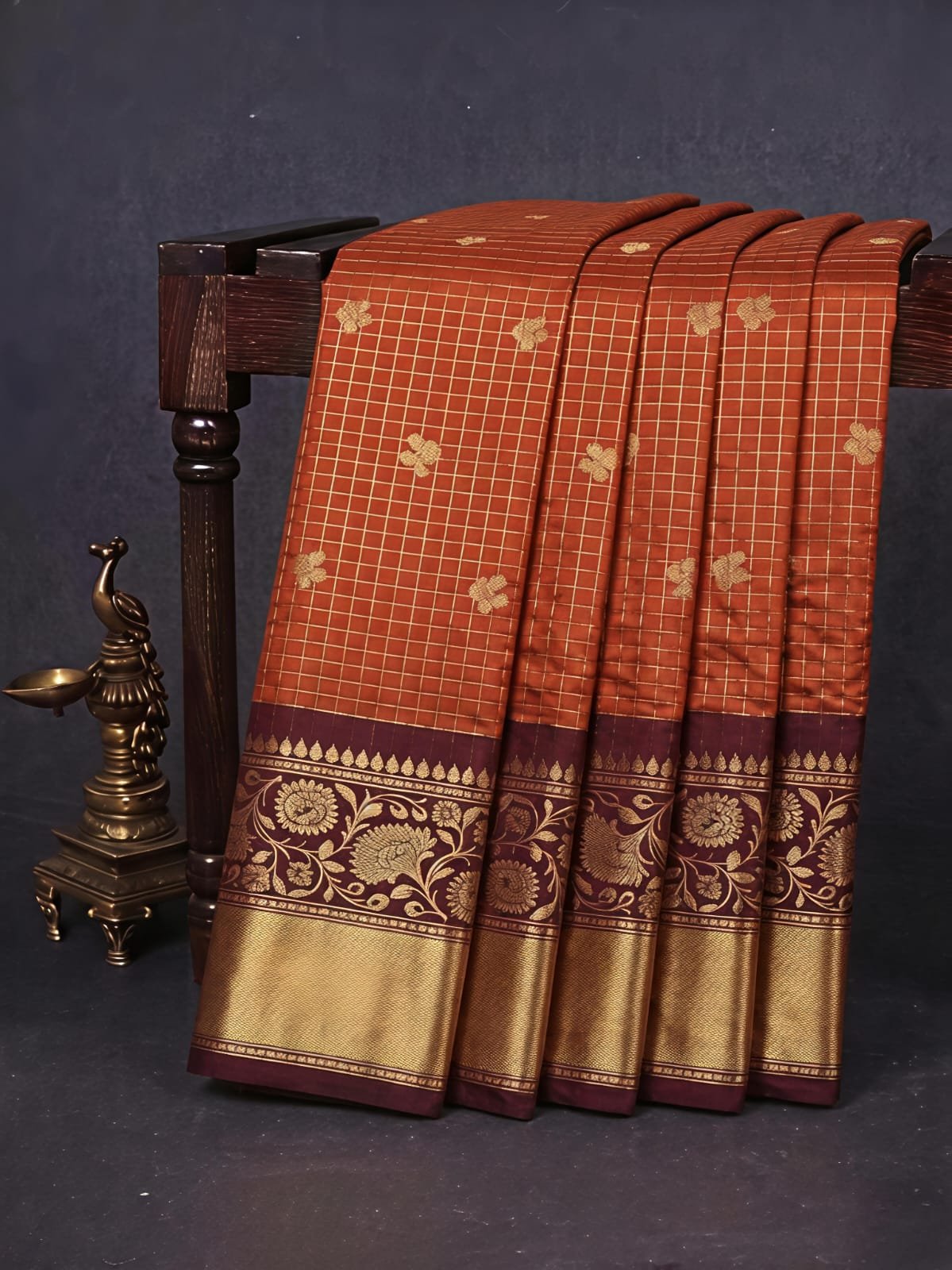 Vintage Checks Semi Silk Sarees image 21