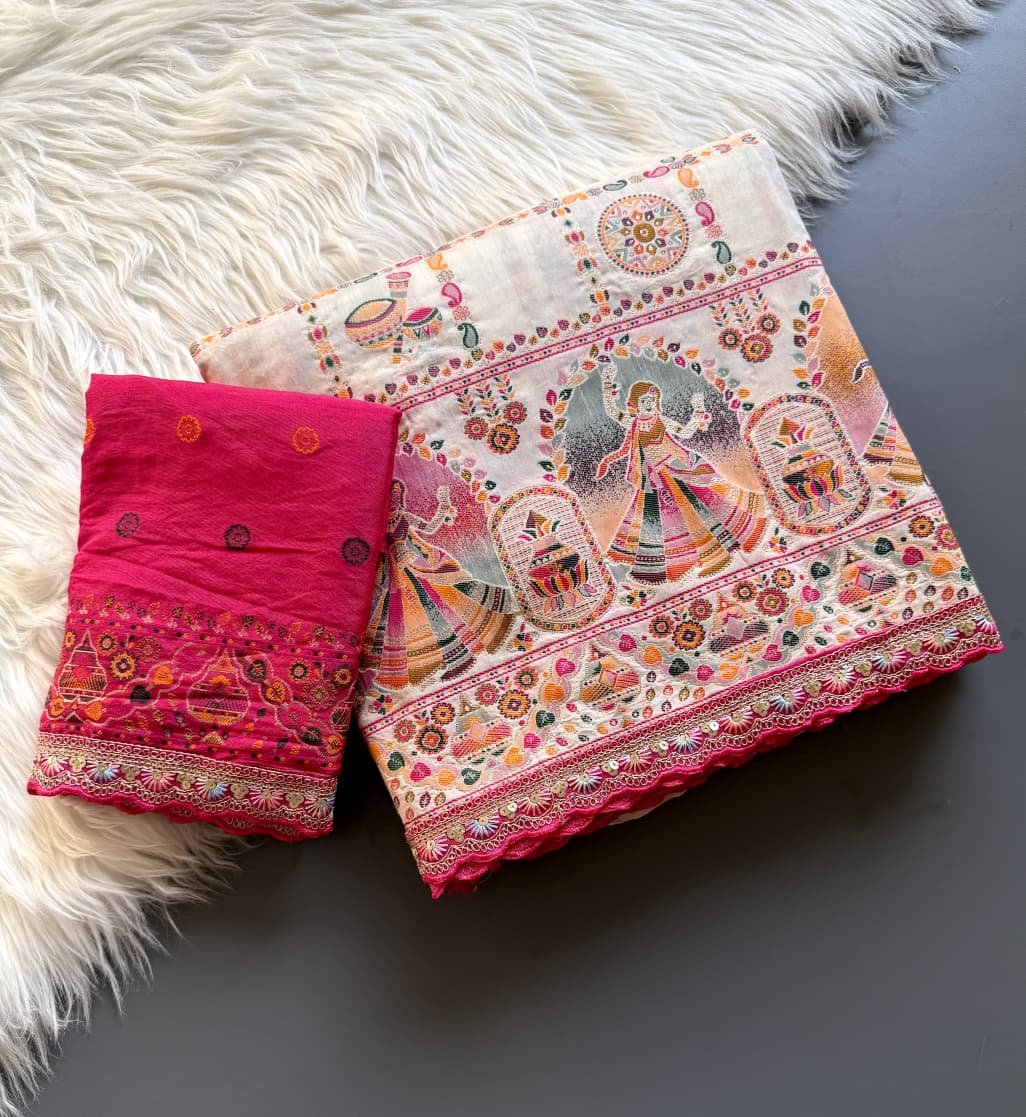 5 Pure Soft Rajwadi Pashmina Silk Jaquard Weaving Saree image 20