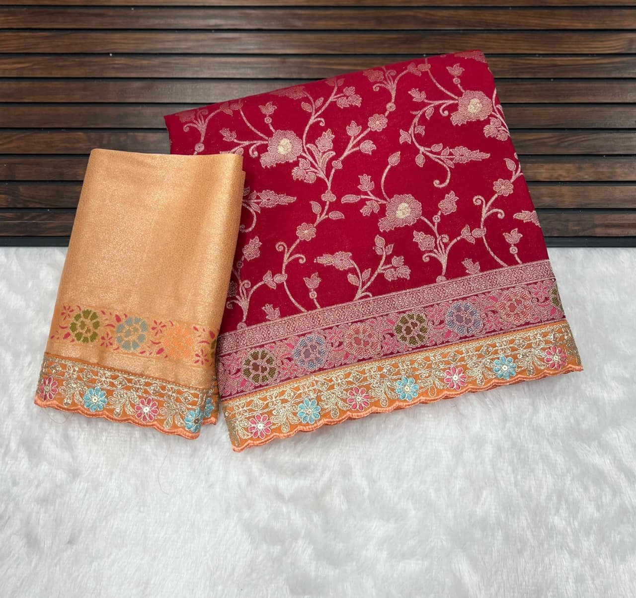 Pure Khaddi Crepe Georgette Meenakari Weaving image 9