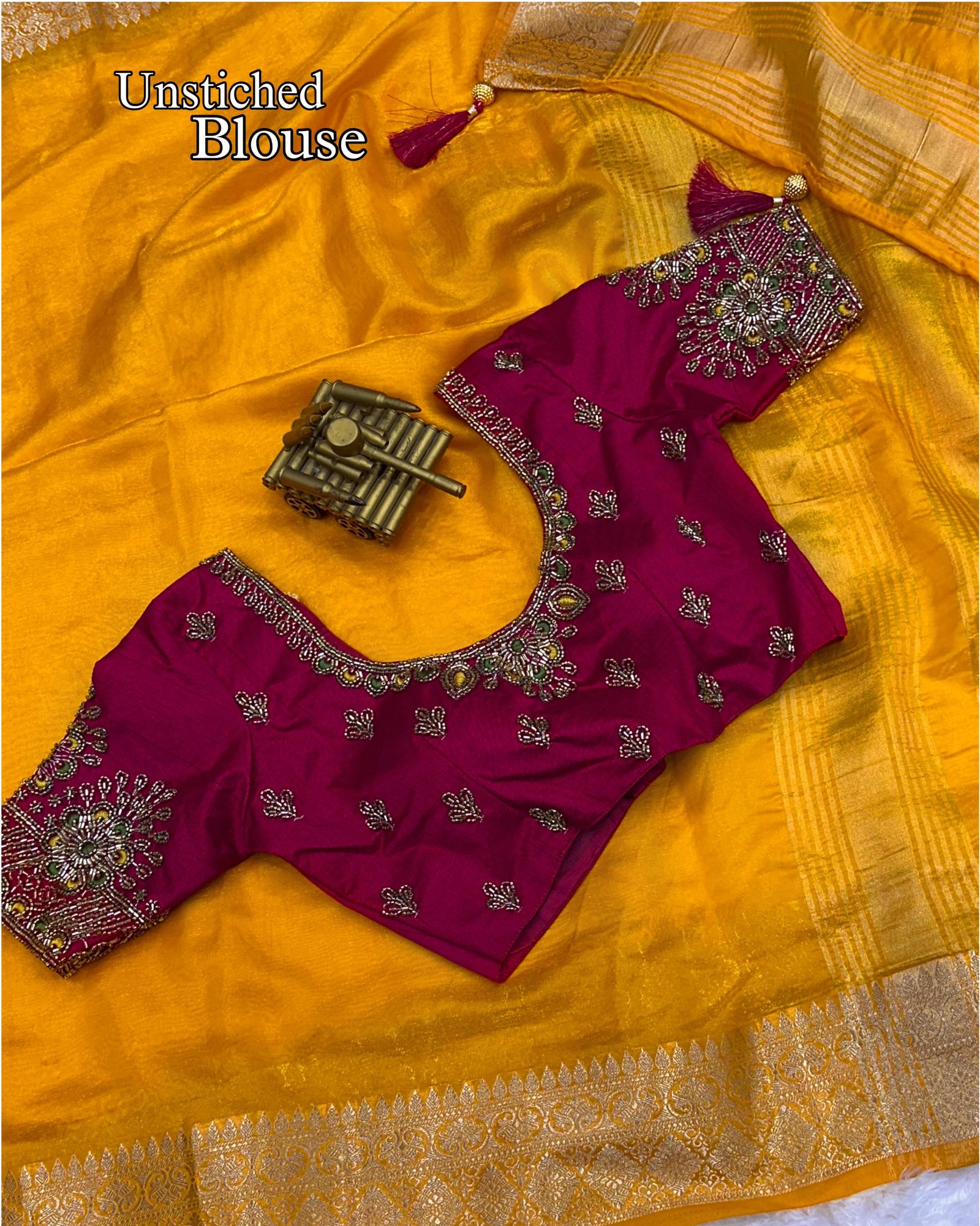 Fandy Satin Saree With Embroidery Blouse image 10