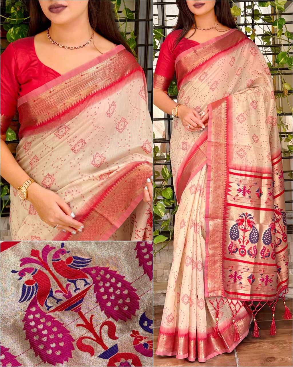 Soft Pure Cotton Sarees with latkan image 13