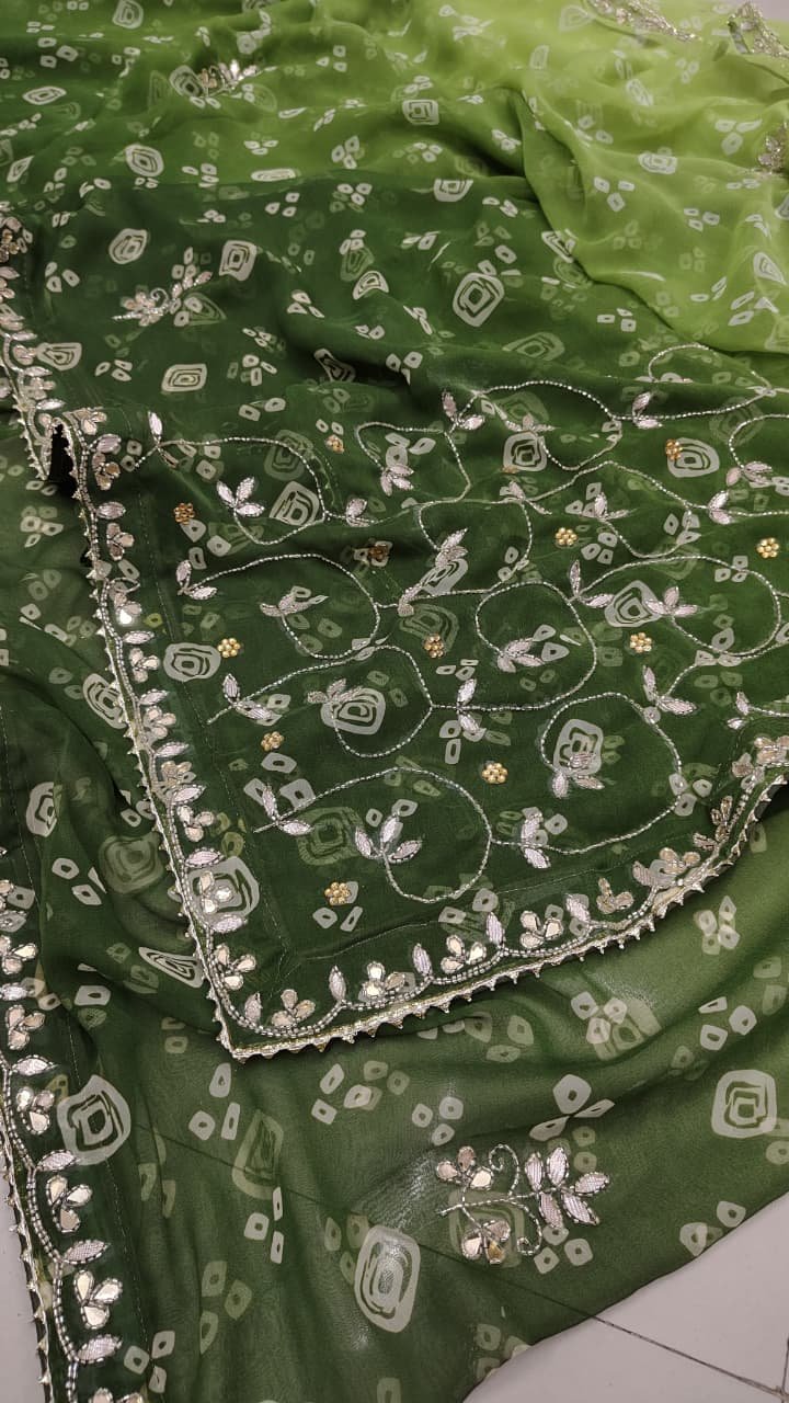Georgette Fabric Rajasthani Designer Double Shade Chunri Fabric image 2
