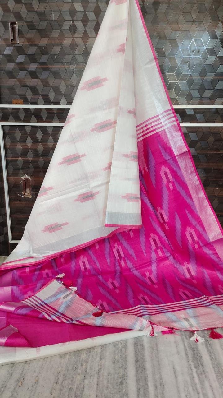 Pure linen Ikkat Sarees image 13