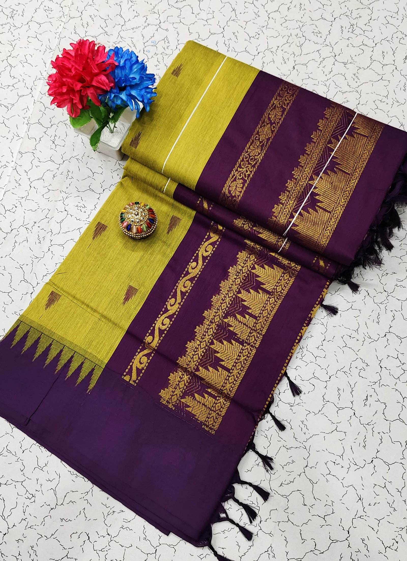 Kalyani Cotton Saree Temple Border image 2