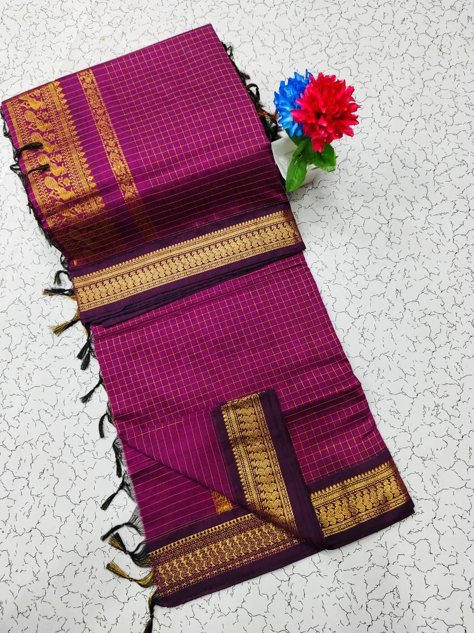Kalyani Cotton Checks Saree image 6