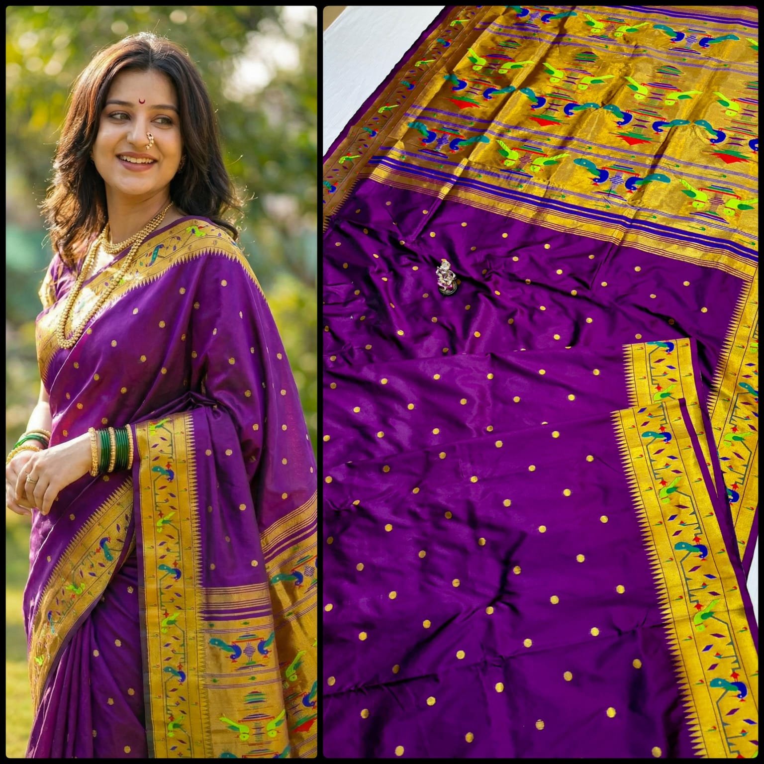 Mor Popat Brocade Paithani image 12