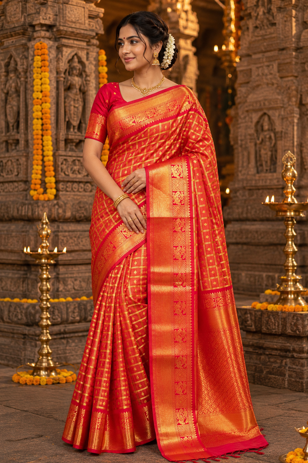 Checks and Tilak Korvai Kanchi Semi Silk Sarees image 12