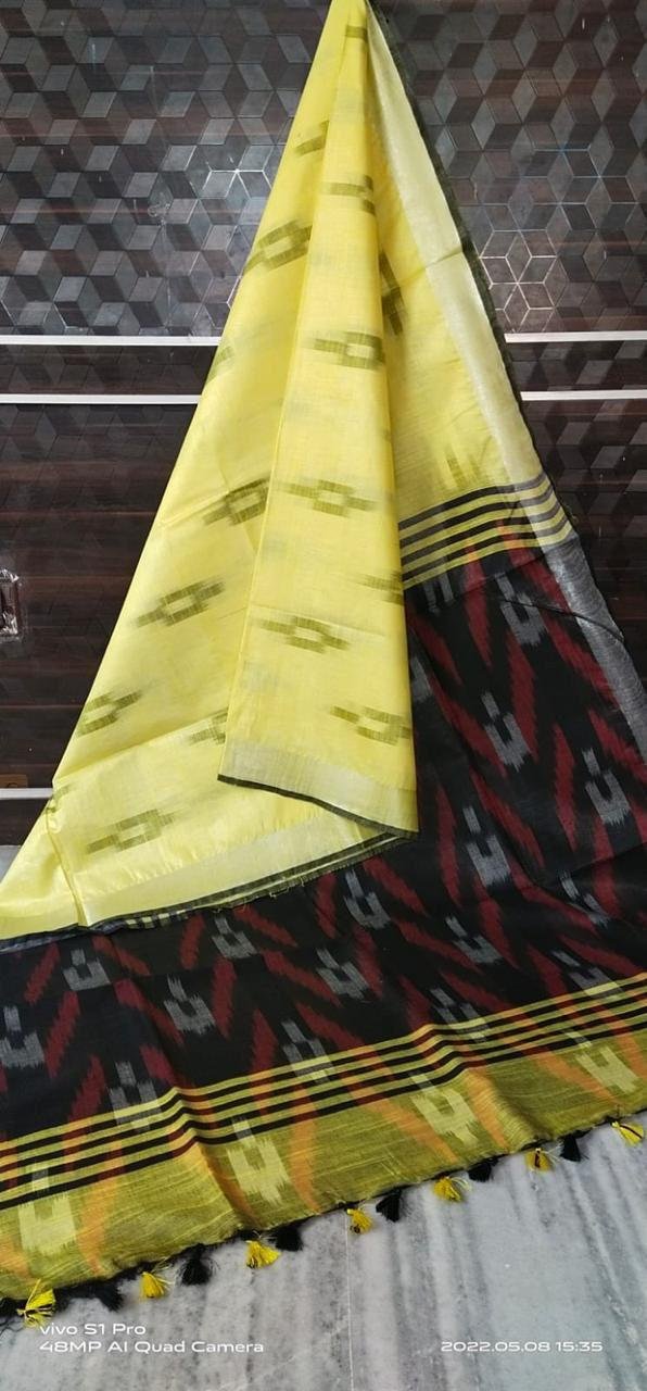 Pure linen Ikkat Sarees image 17