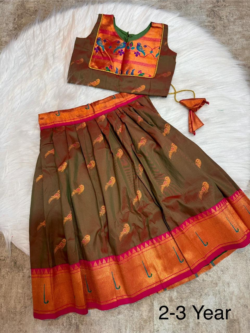 1 Paithani Kids Lehenga image 10