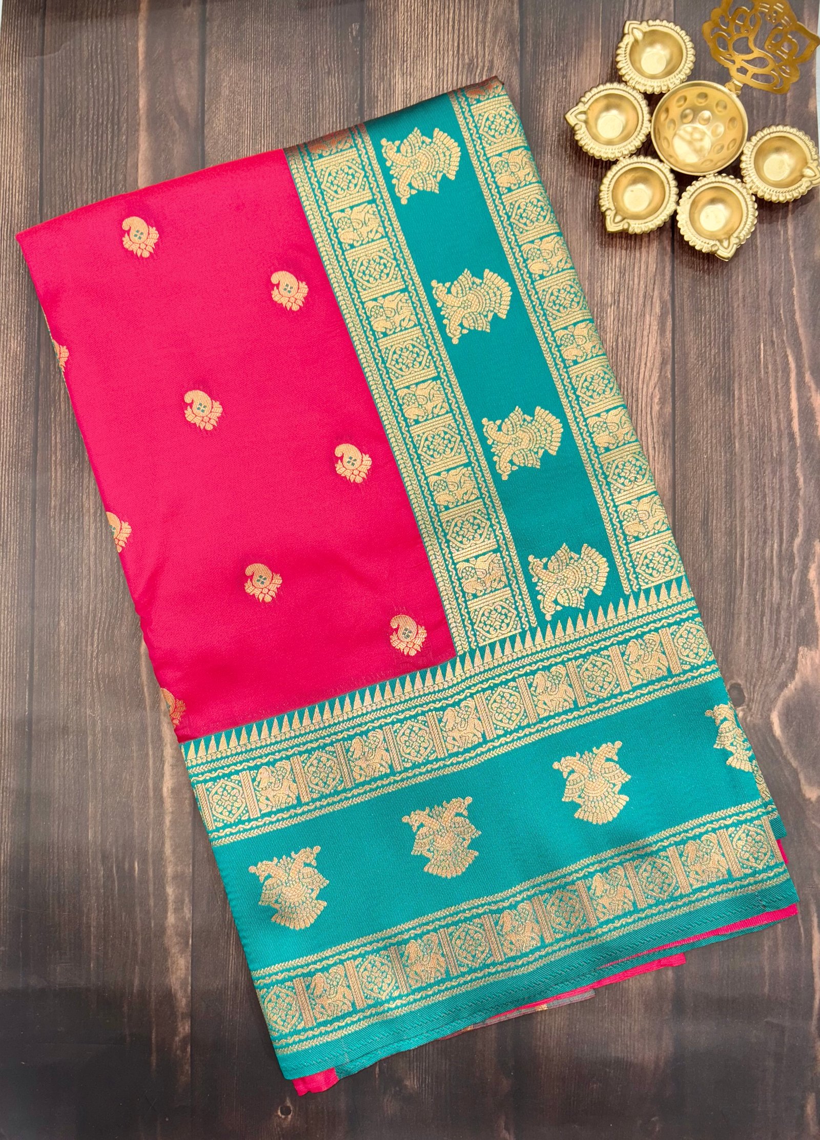 Gadwal Style Meenakari Pallu Semi Silk Sarees image 16