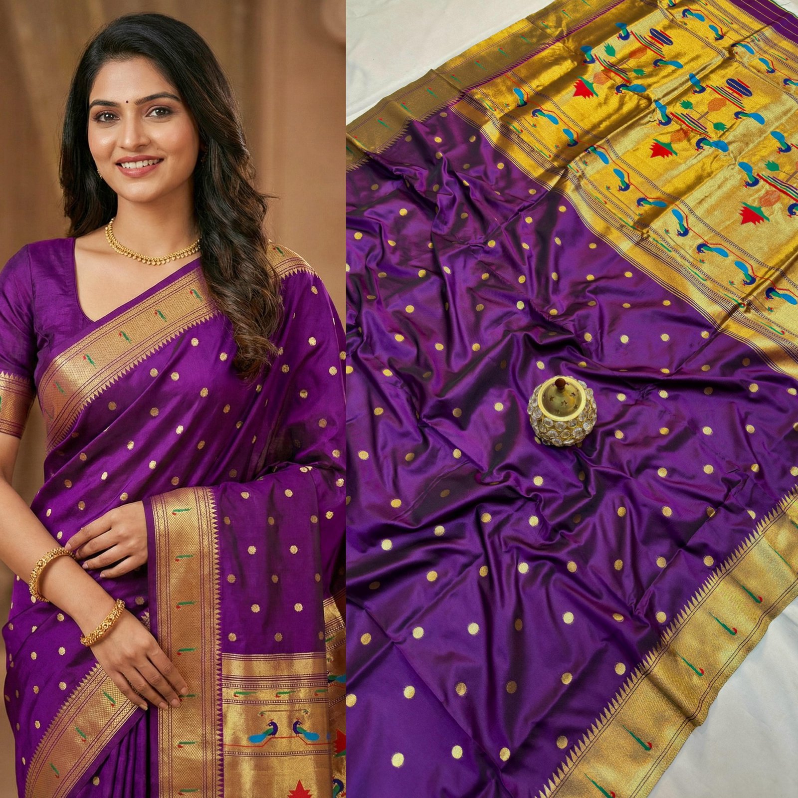 Single Muniya Border Paithani image 22