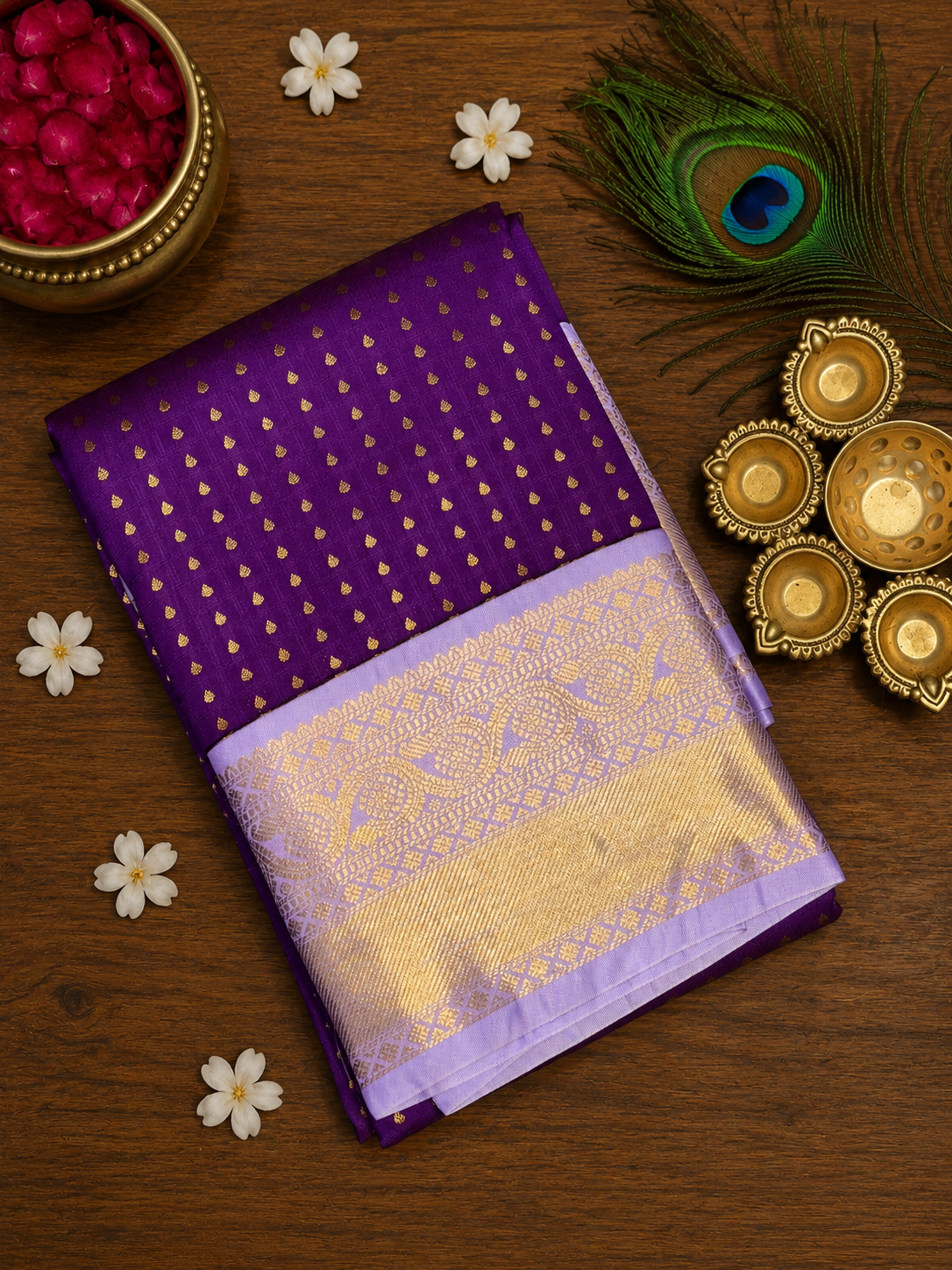 1000 Buttas Korvai Kanchi Semi Silk Sarees image 3