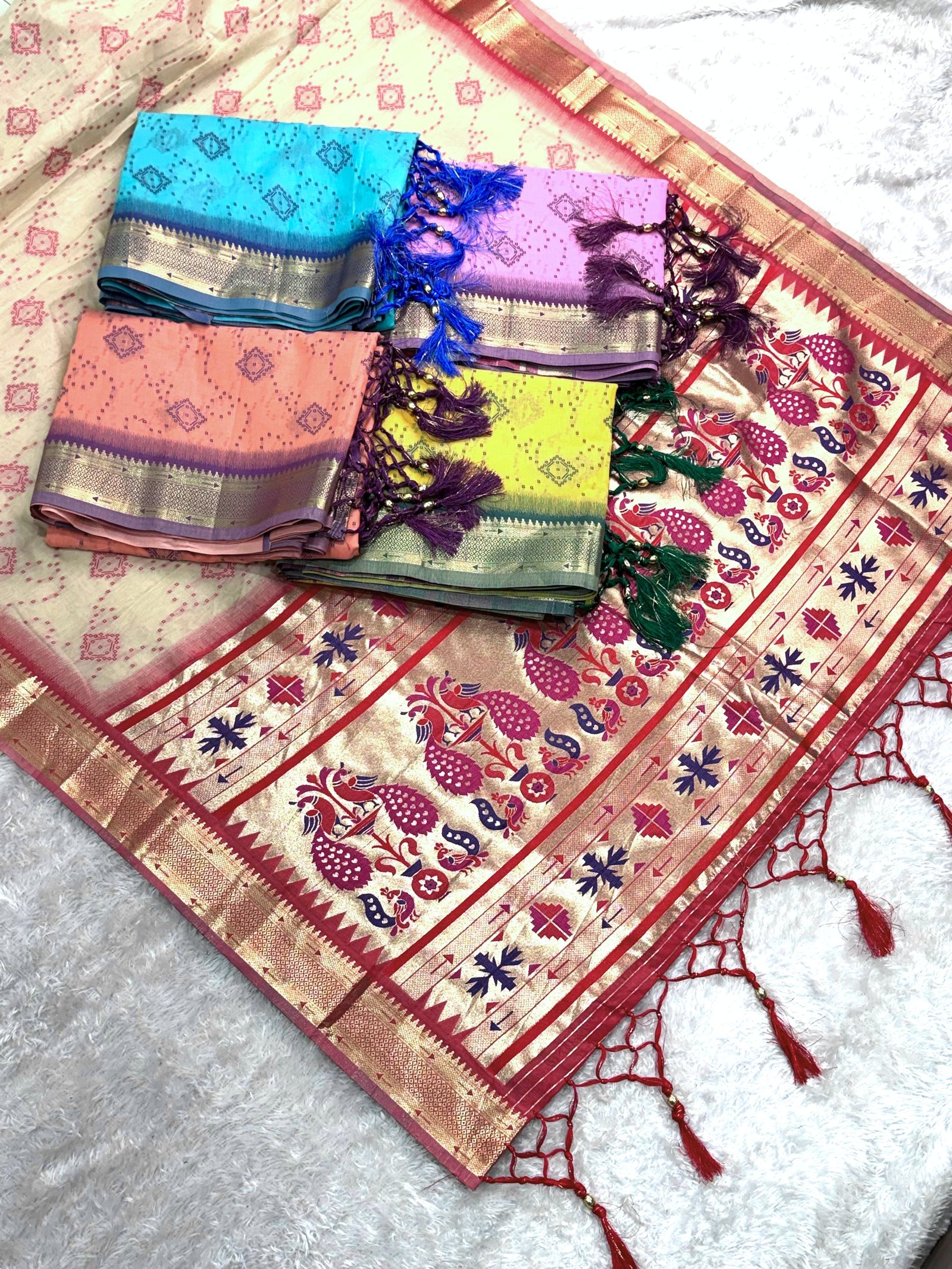 Soft Pure Cotton Sarees with latkan image 3