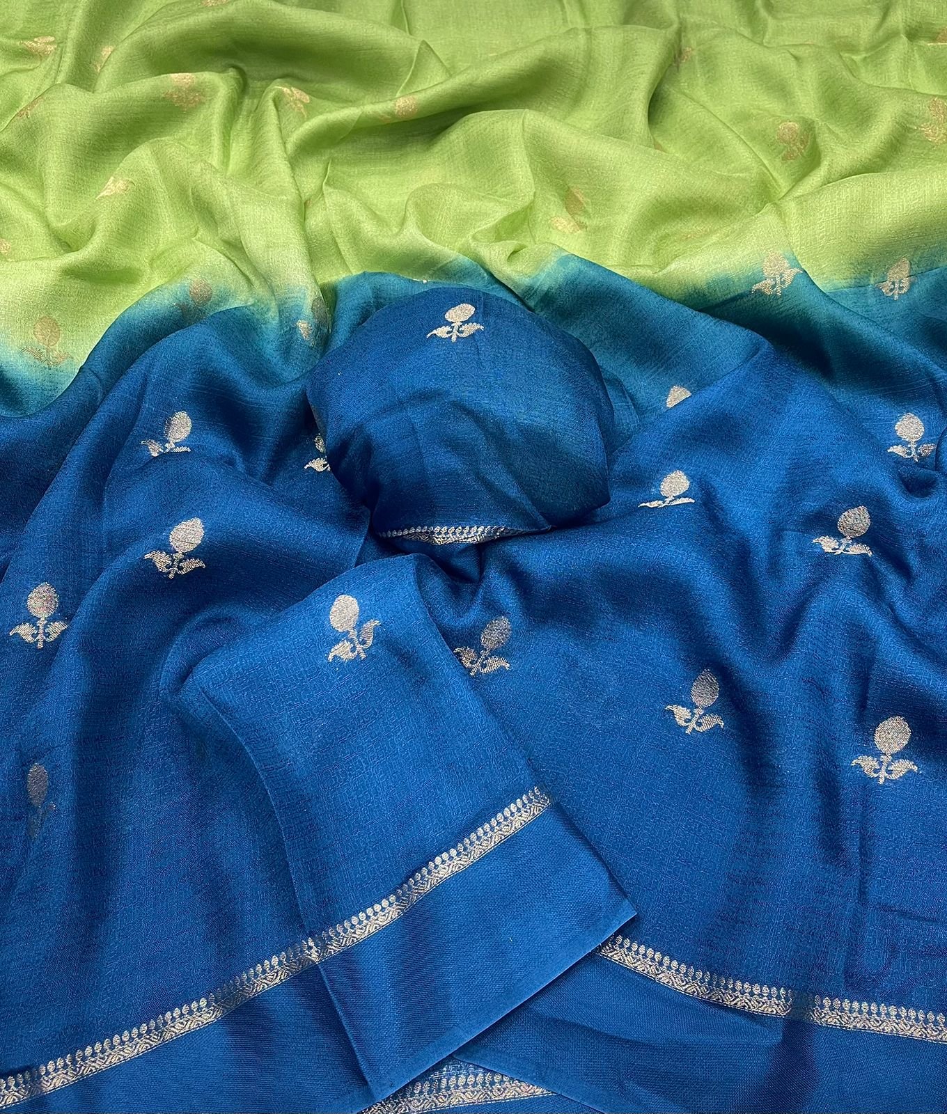 Pure soft Viscose Khadi silk fabric with satin border image 6