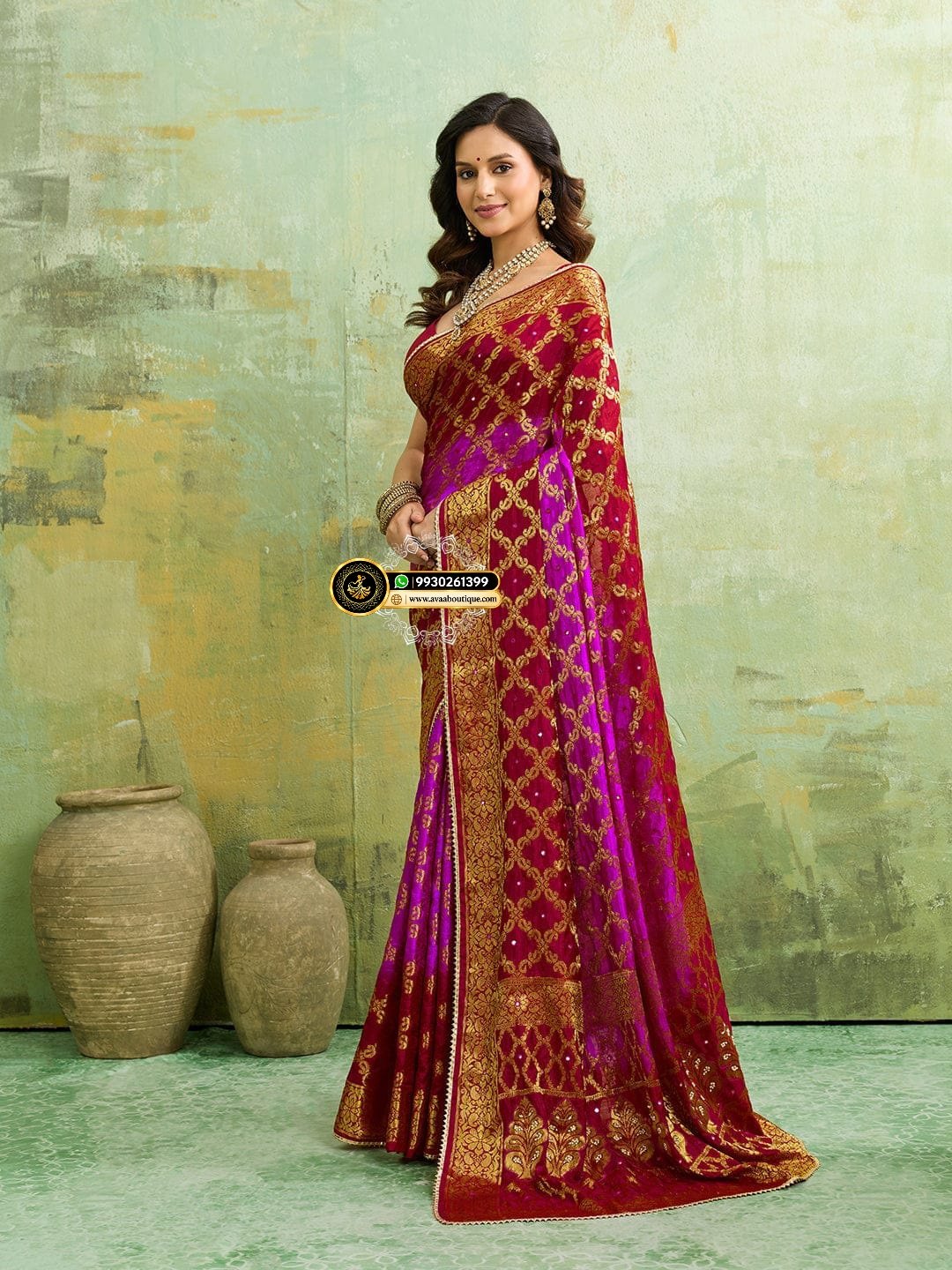 Banarasi Silk With Heavy Zari Work Saree with Handwork (Dual color) image 16