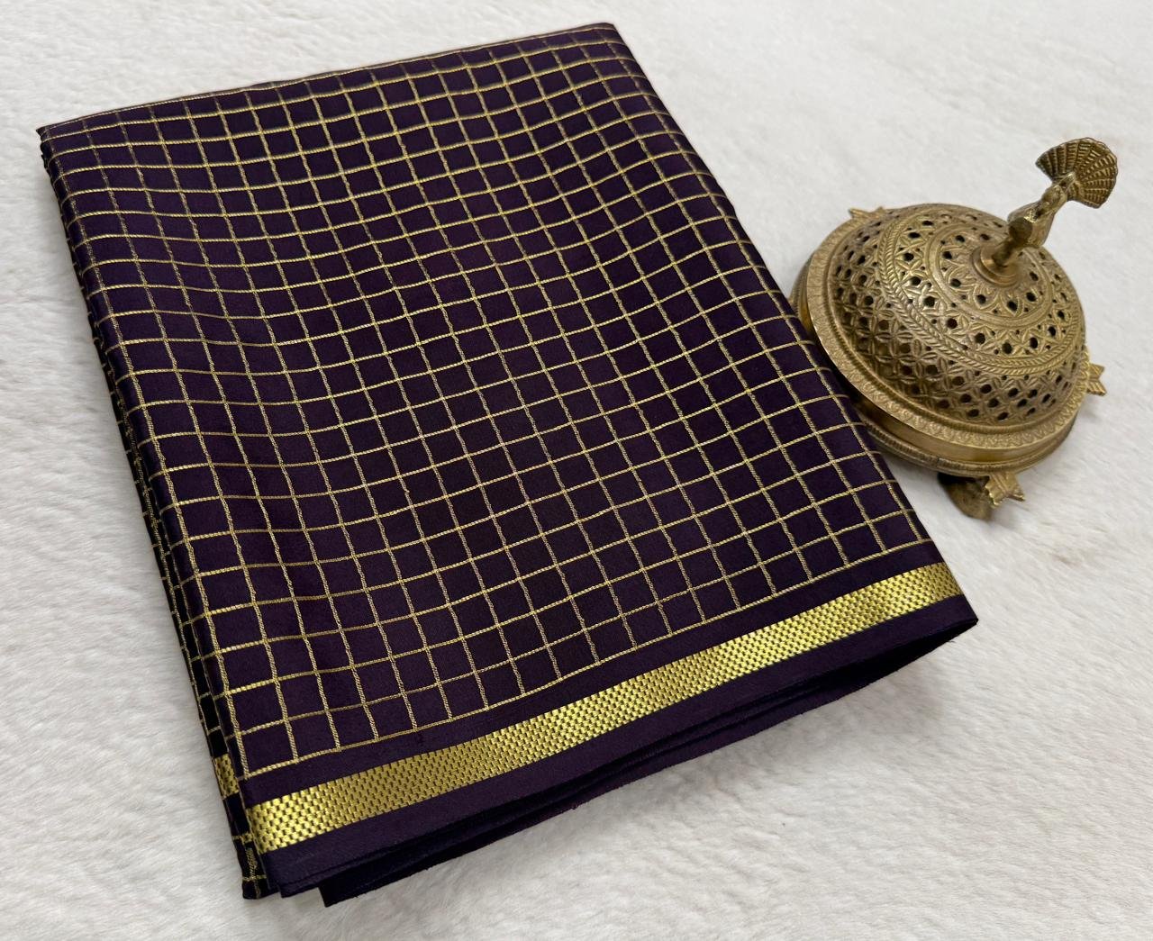 Pure Mysore Checks Sarees image 3
