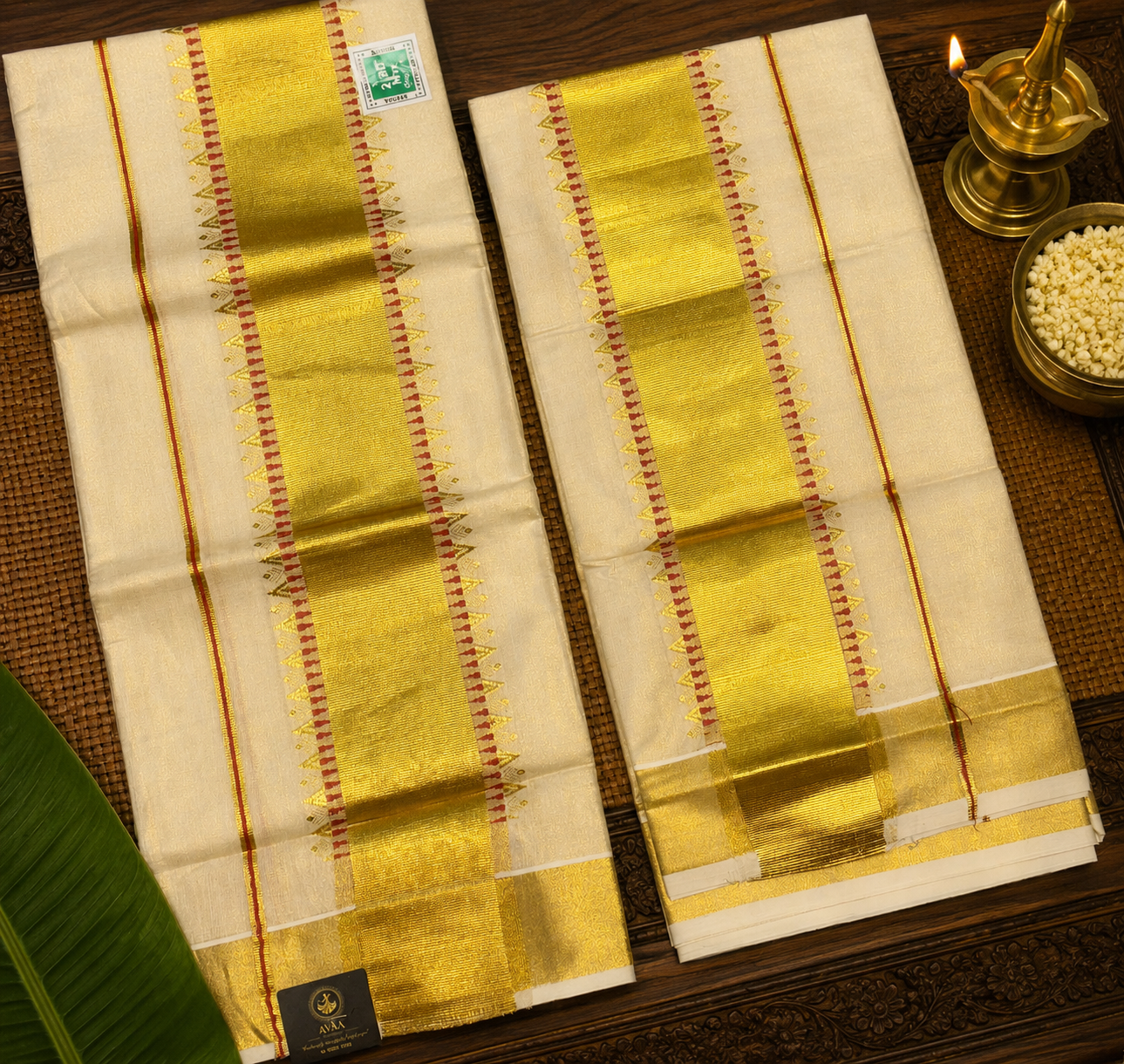 Kerala Kasavu Set Mundu Tissue image 3