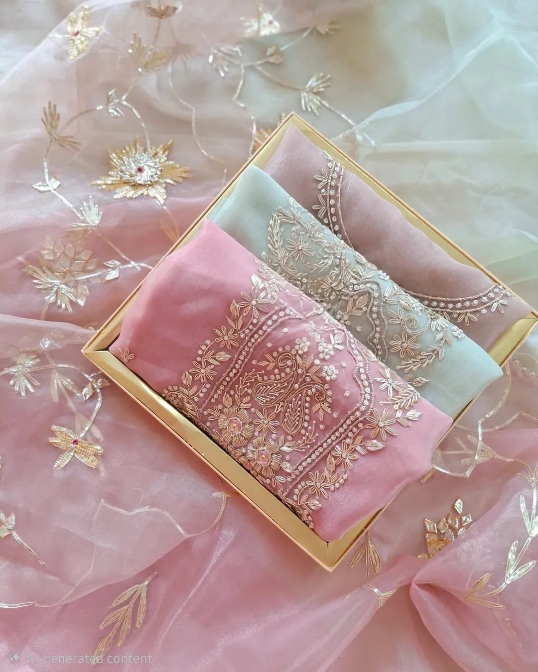 Pastel Organza Zardogi Handwork Dress Material image 2