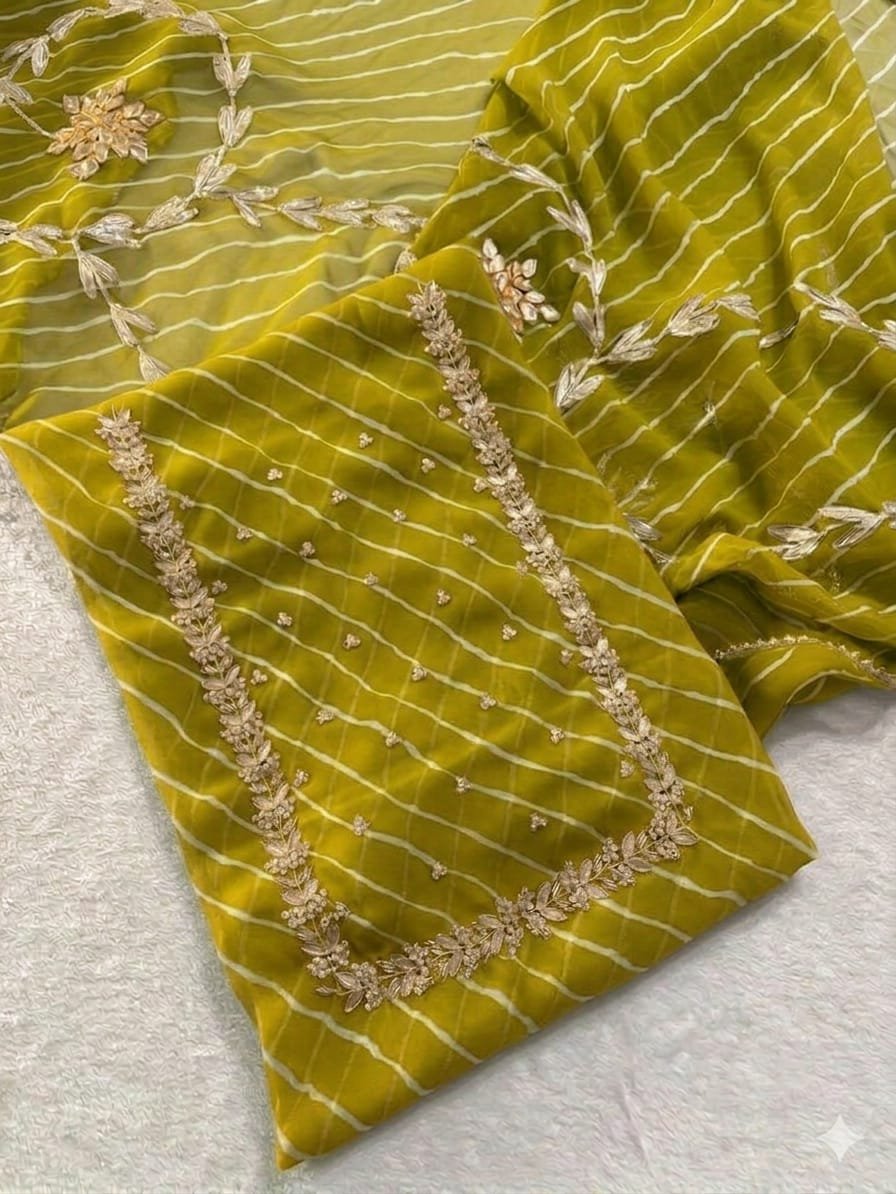 Viscose Georgette Lehriya Dress Material image 4