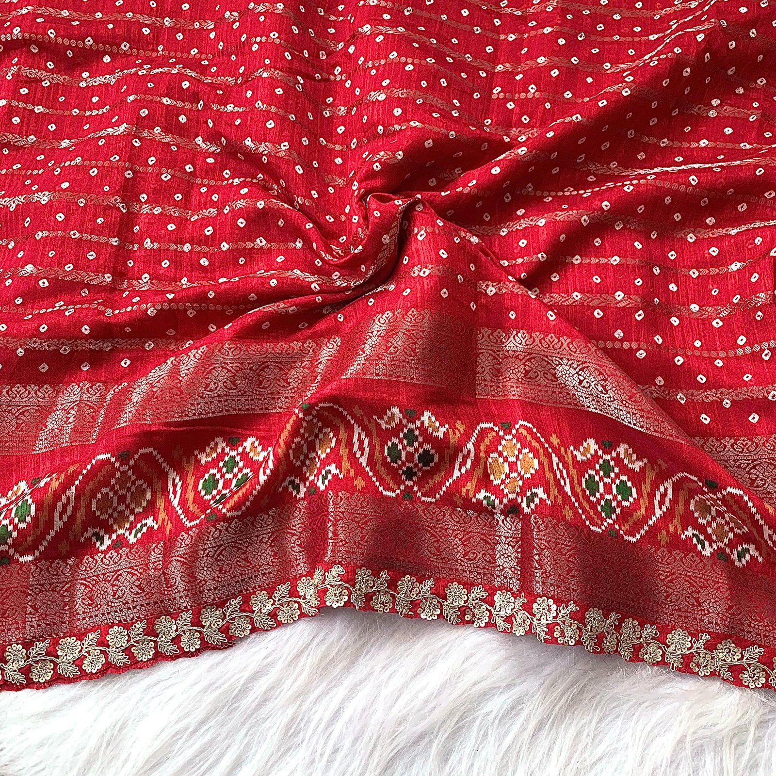 Cotton Silk Saree with Bandhej Print image 7