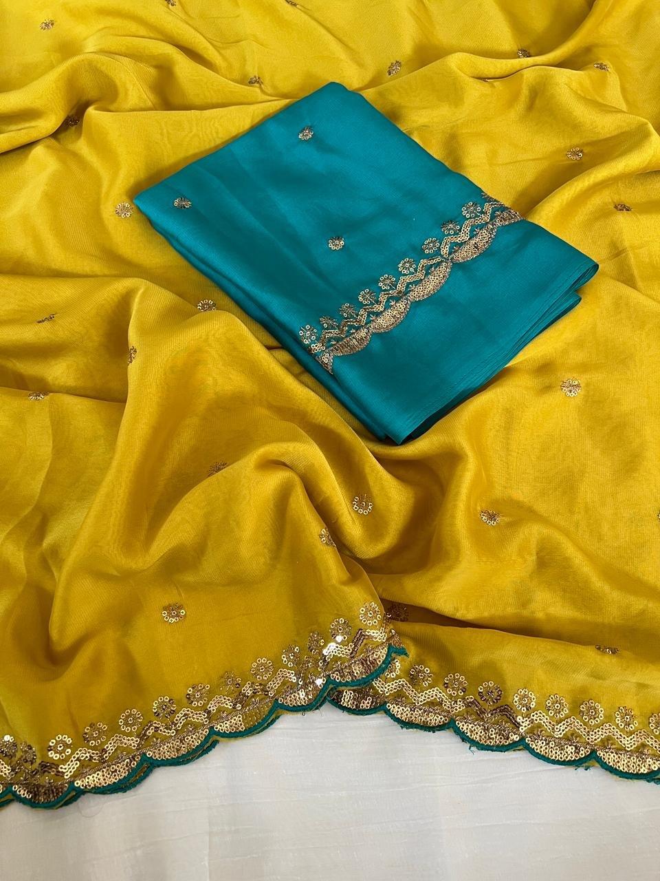 Rangoli silk saree with embroidery image 9