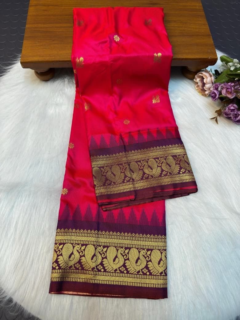 Traditional Peacock Gadwal Paithani image 15