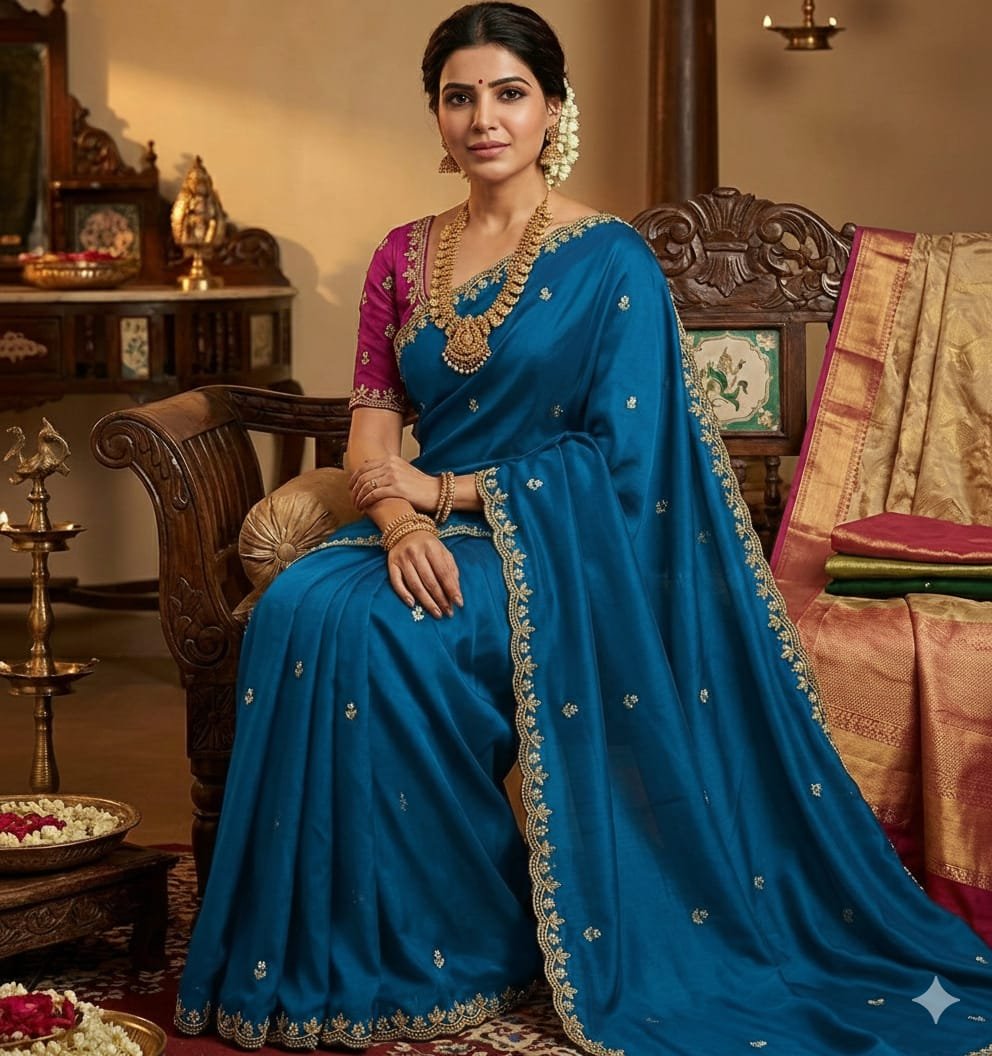 Moss chiffon saree image 3