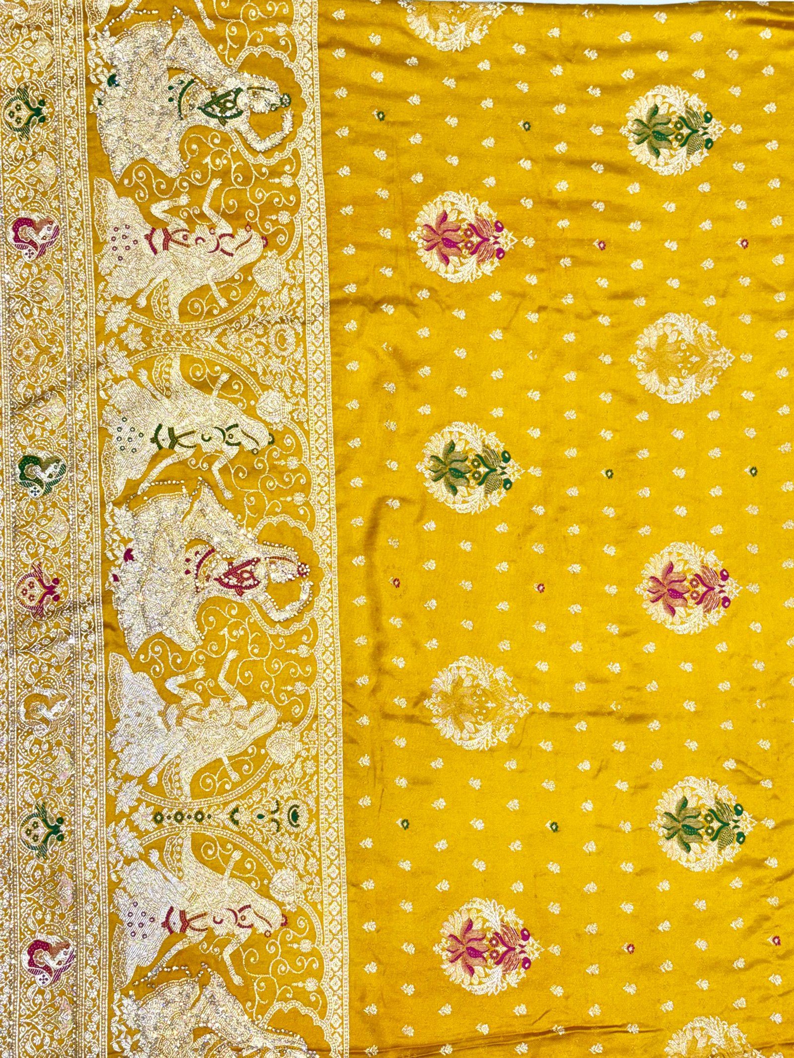 Bridal Yellow Jarkan Work Sarees image 3