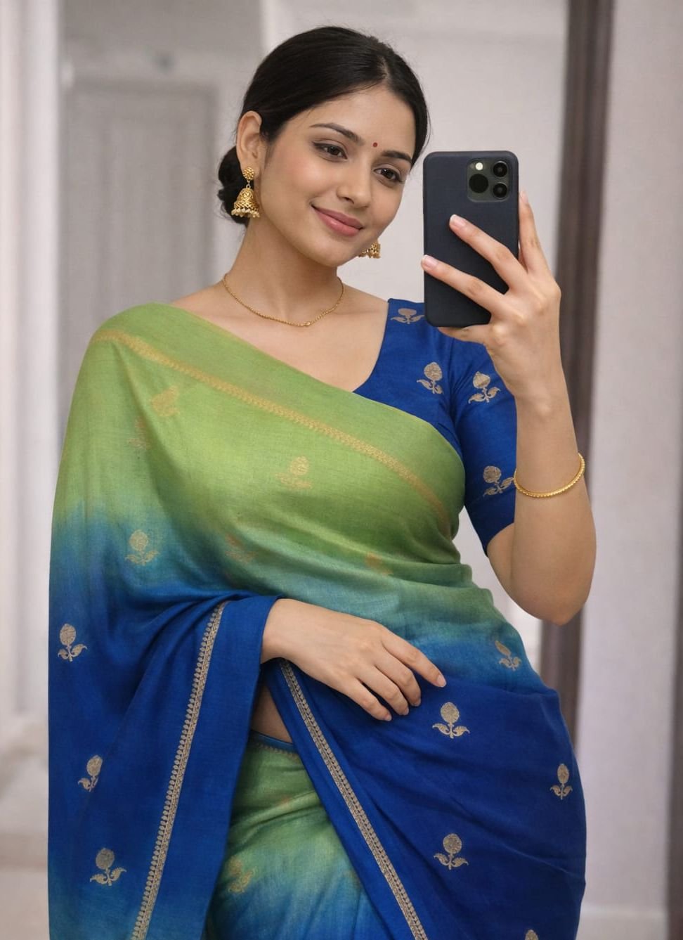Pure soft Viscose Khadi silk fabric with satin border image 4