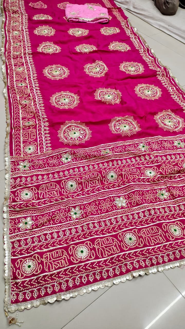Pure Rajawadi Bhandhani Pallu Saree image 2